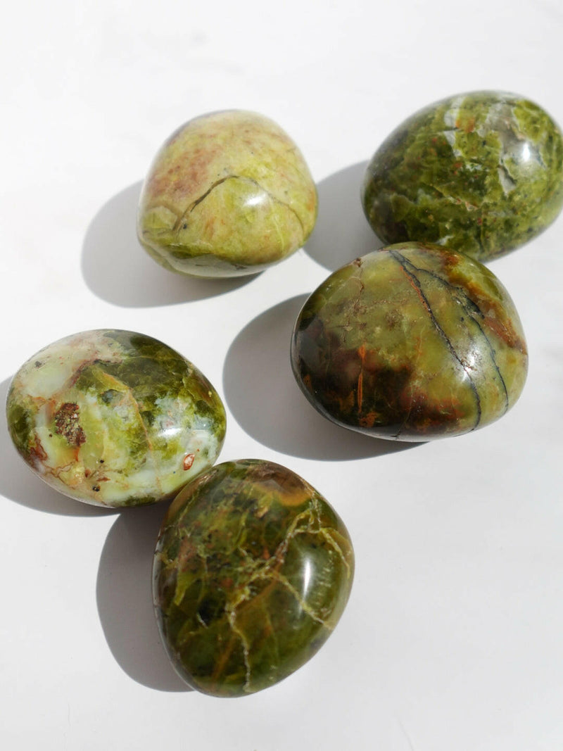 Green Opal Palmstone - Premium healing crystal from Stones of Virtue Australia.