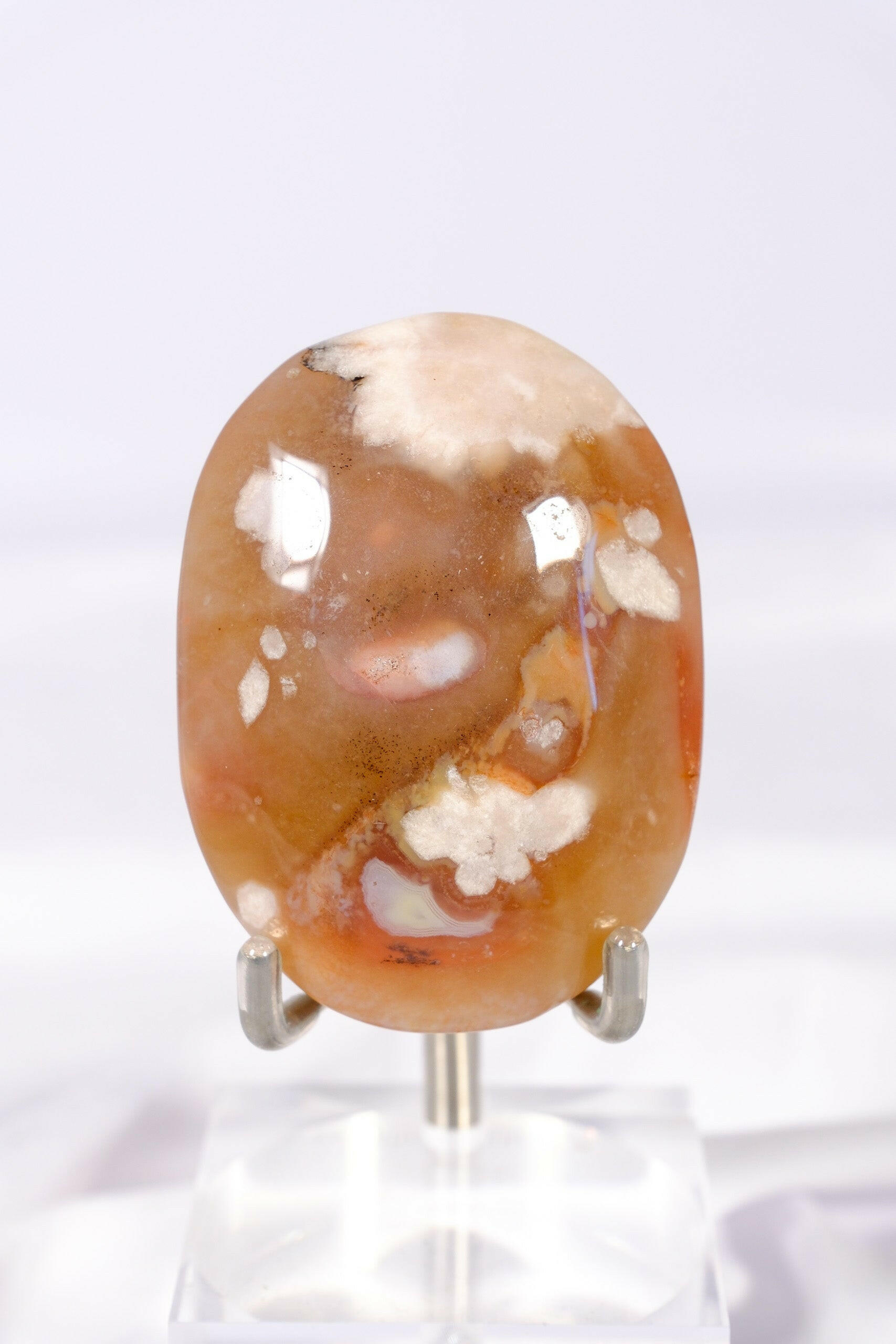 Flower Agate Palmstone Healing Crystal.