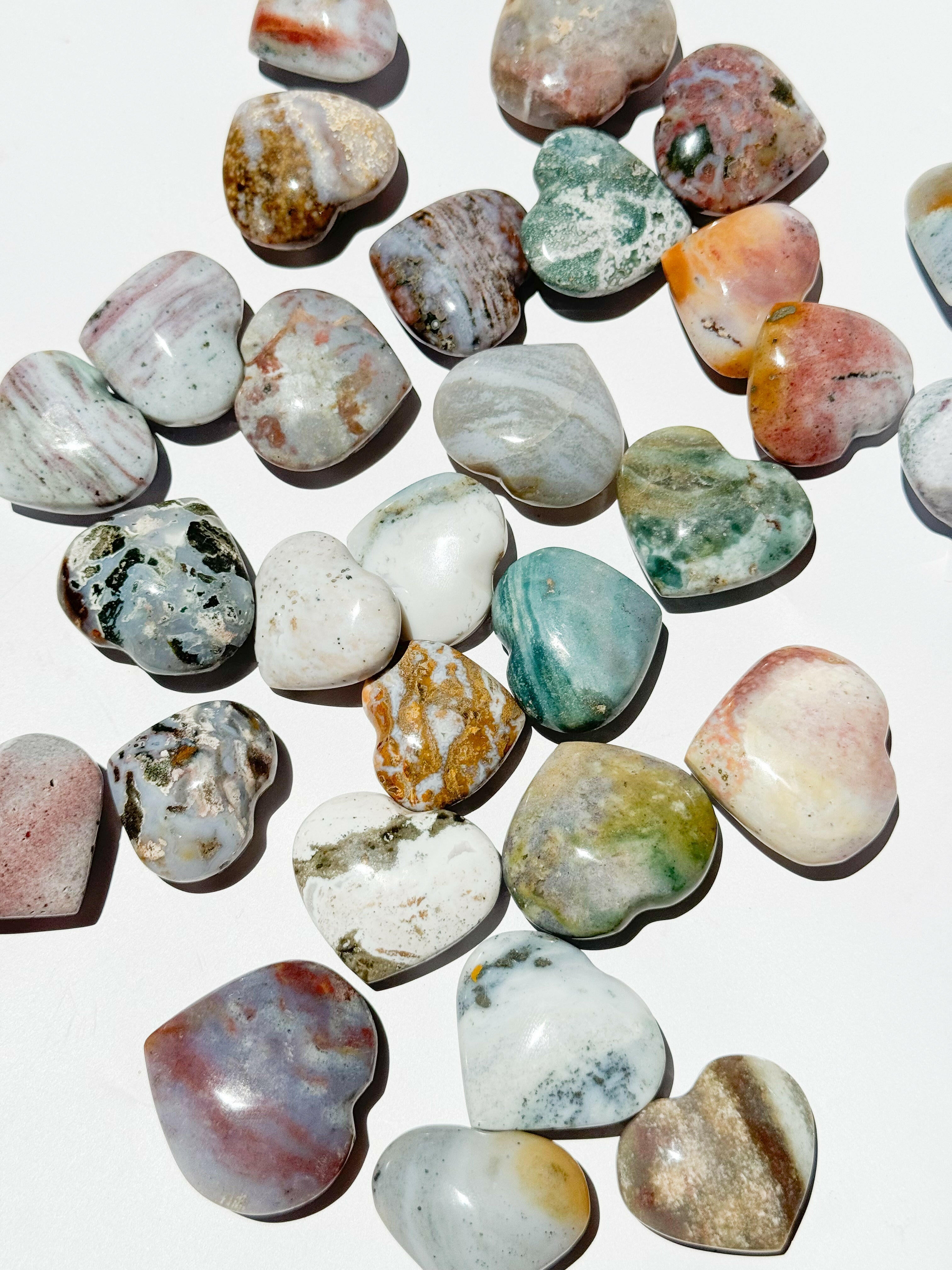 High Grade Ocean Jasper Heart Healing Crystal.