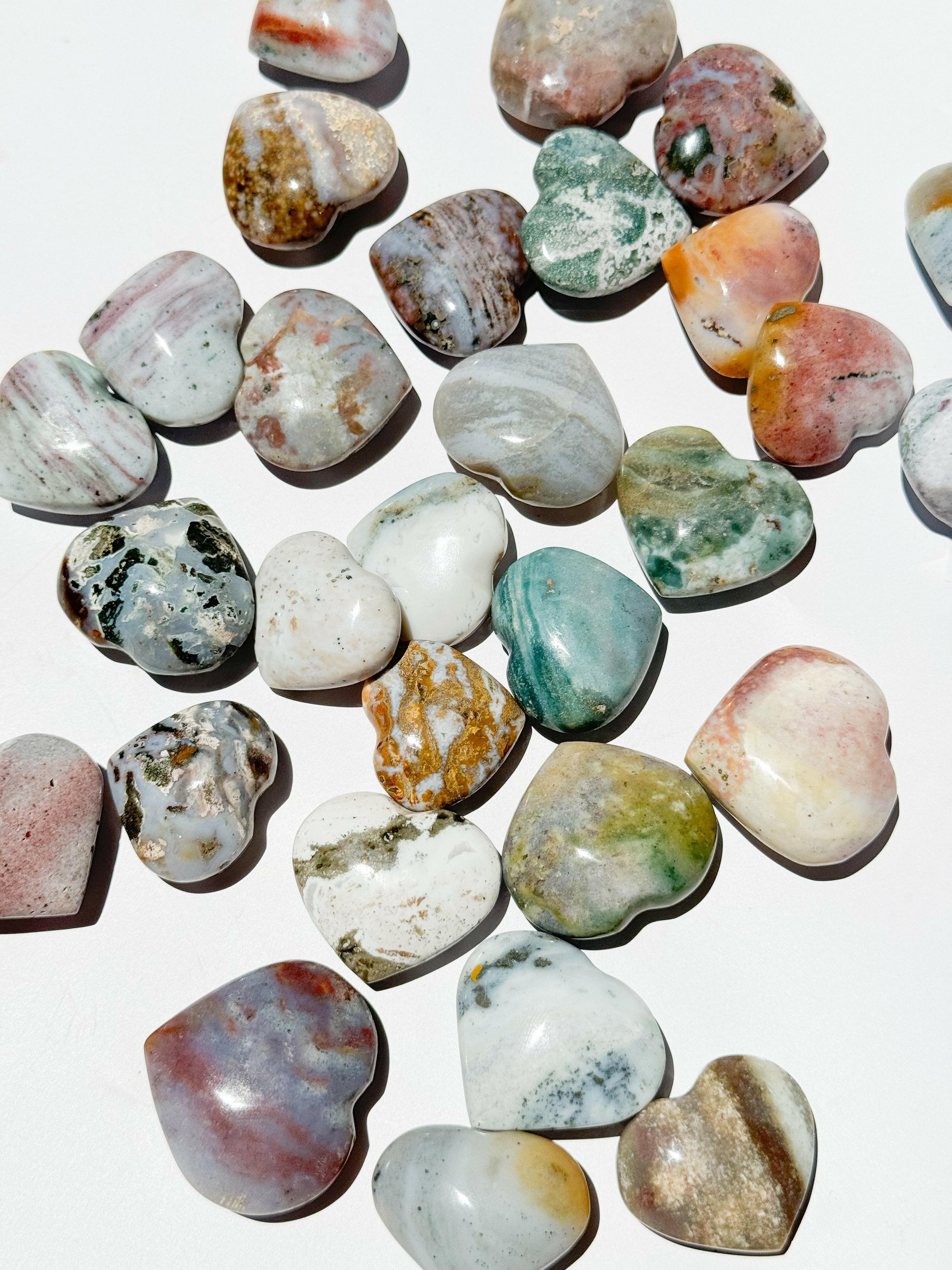 High Grade Ocean Jasper Heart Healing Crystal.