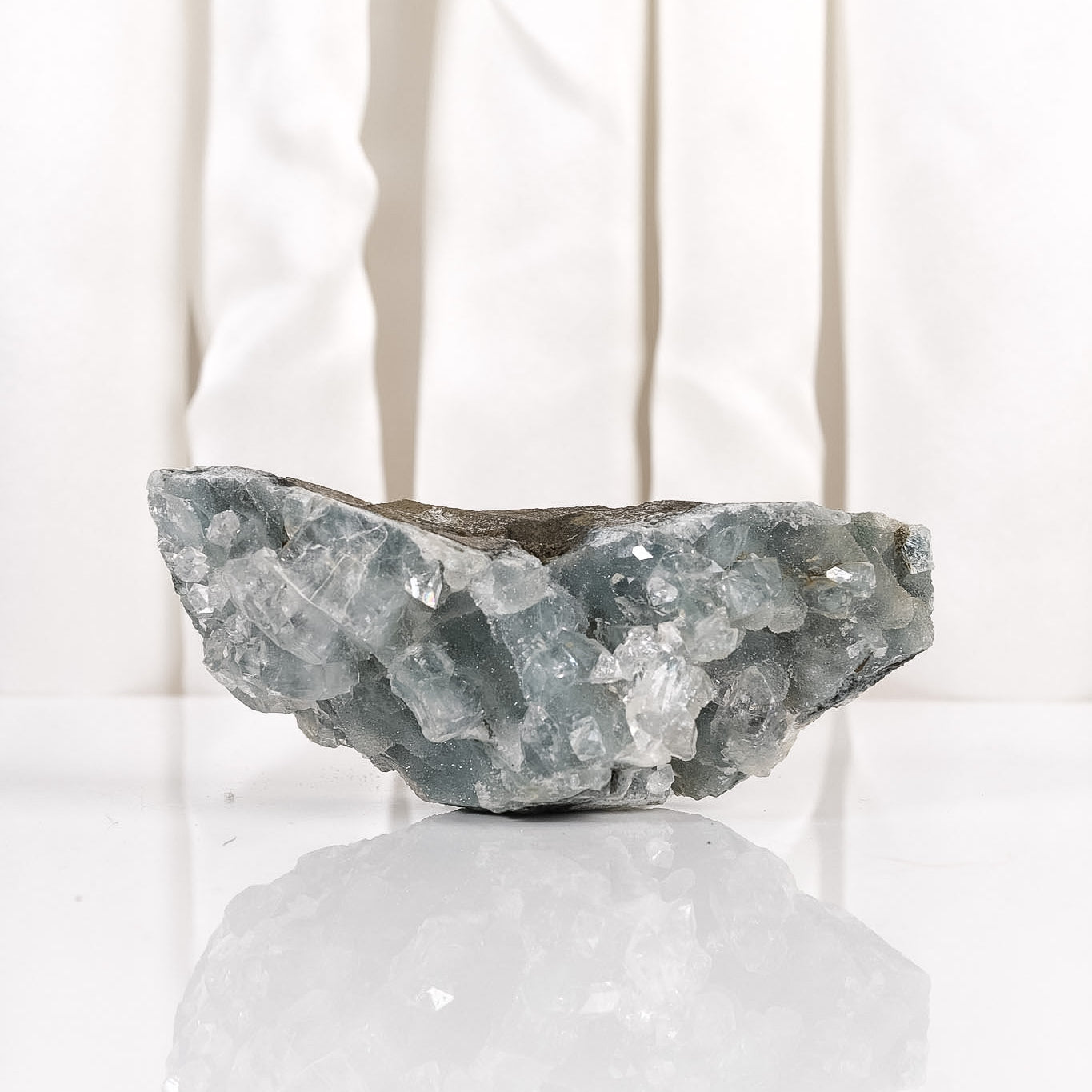 Apophyllite on Green Chalcedony