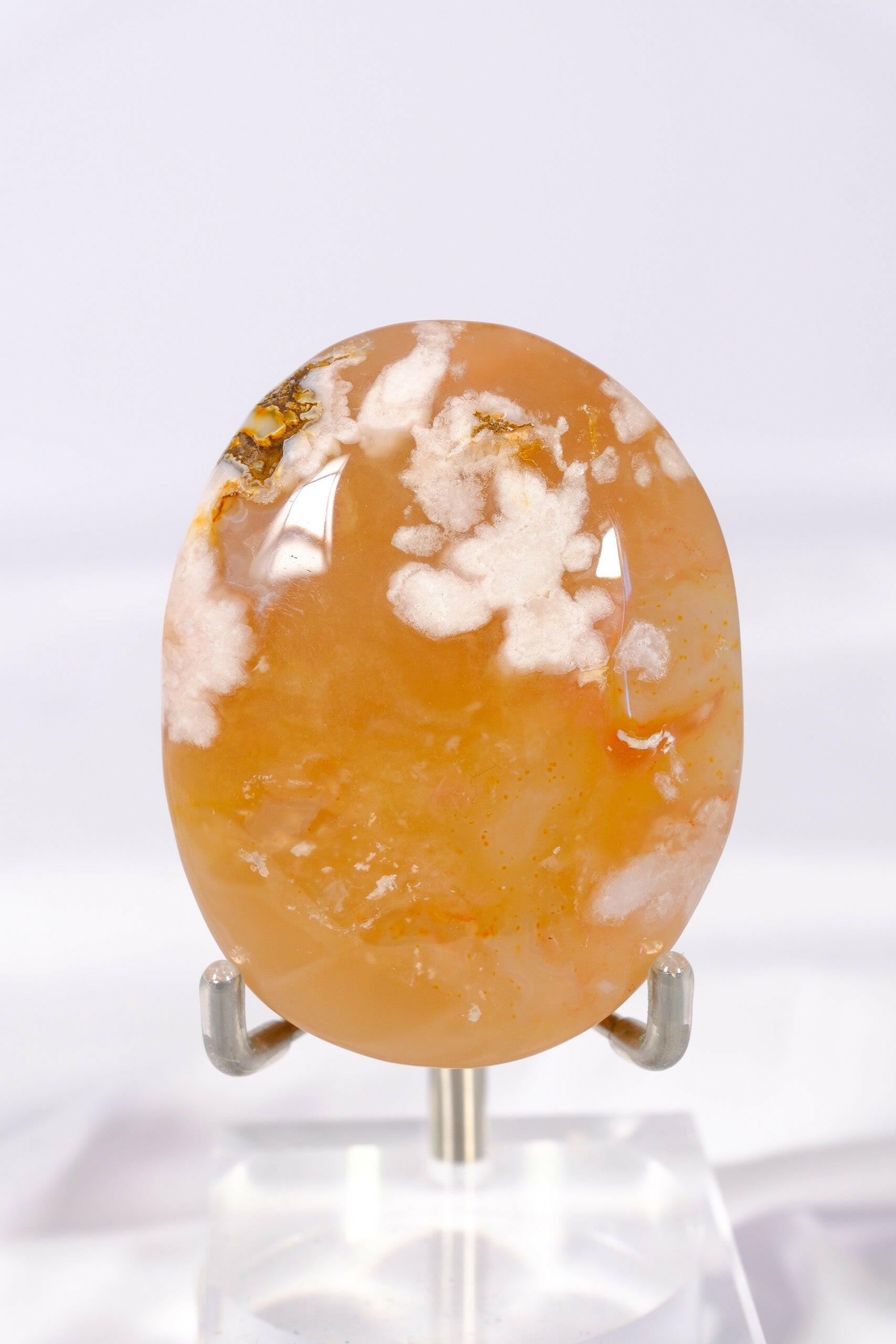 Flower Agate Palmstone Healing Crystal.