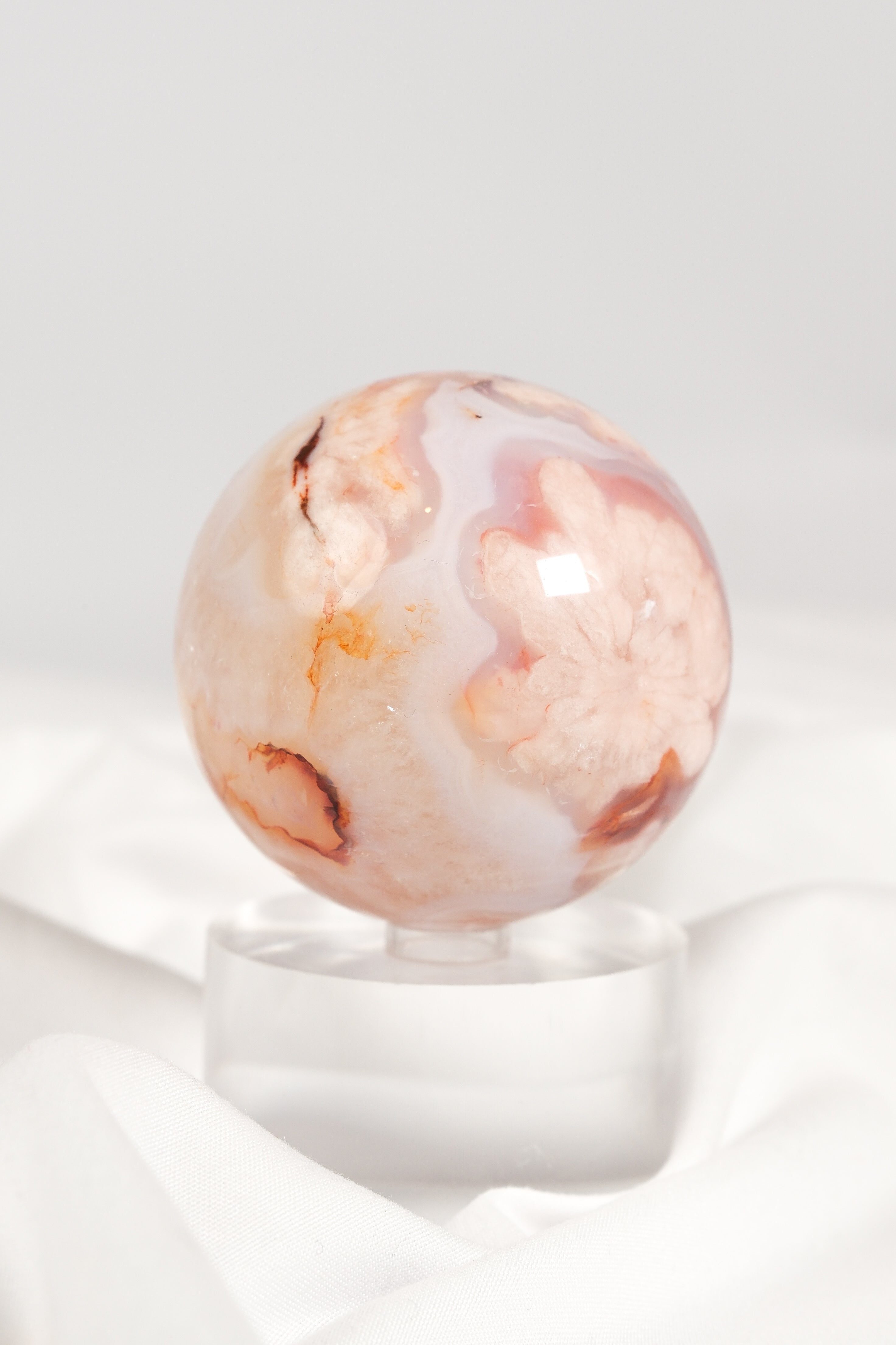 Flower Agate/Carnelian Sphere