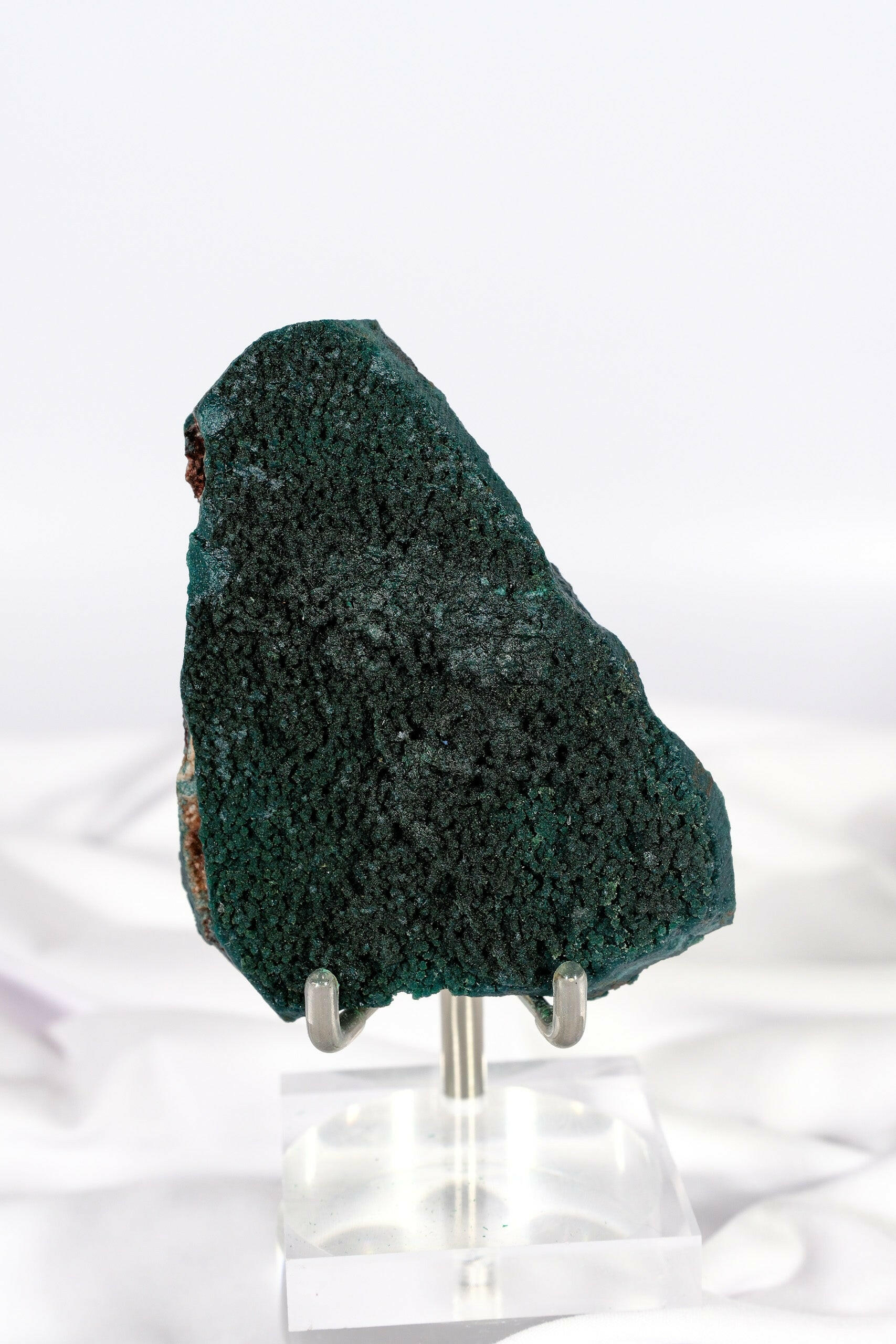 Botryoidal Green Chalcedony with Celadonite and Apophyllite Slice Healing Crystal.