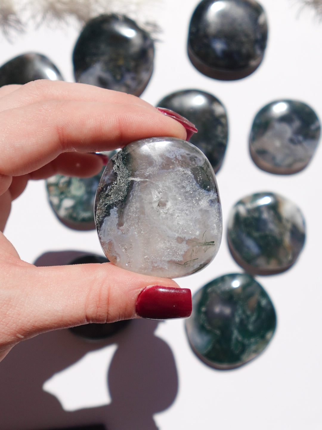 Moss Agate Flat Stone