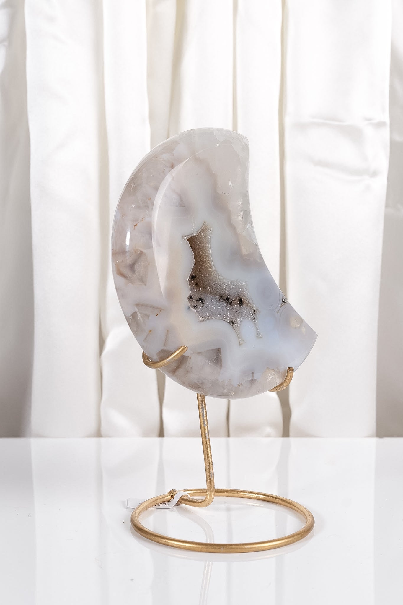 Druzy Agate Moon on Stand