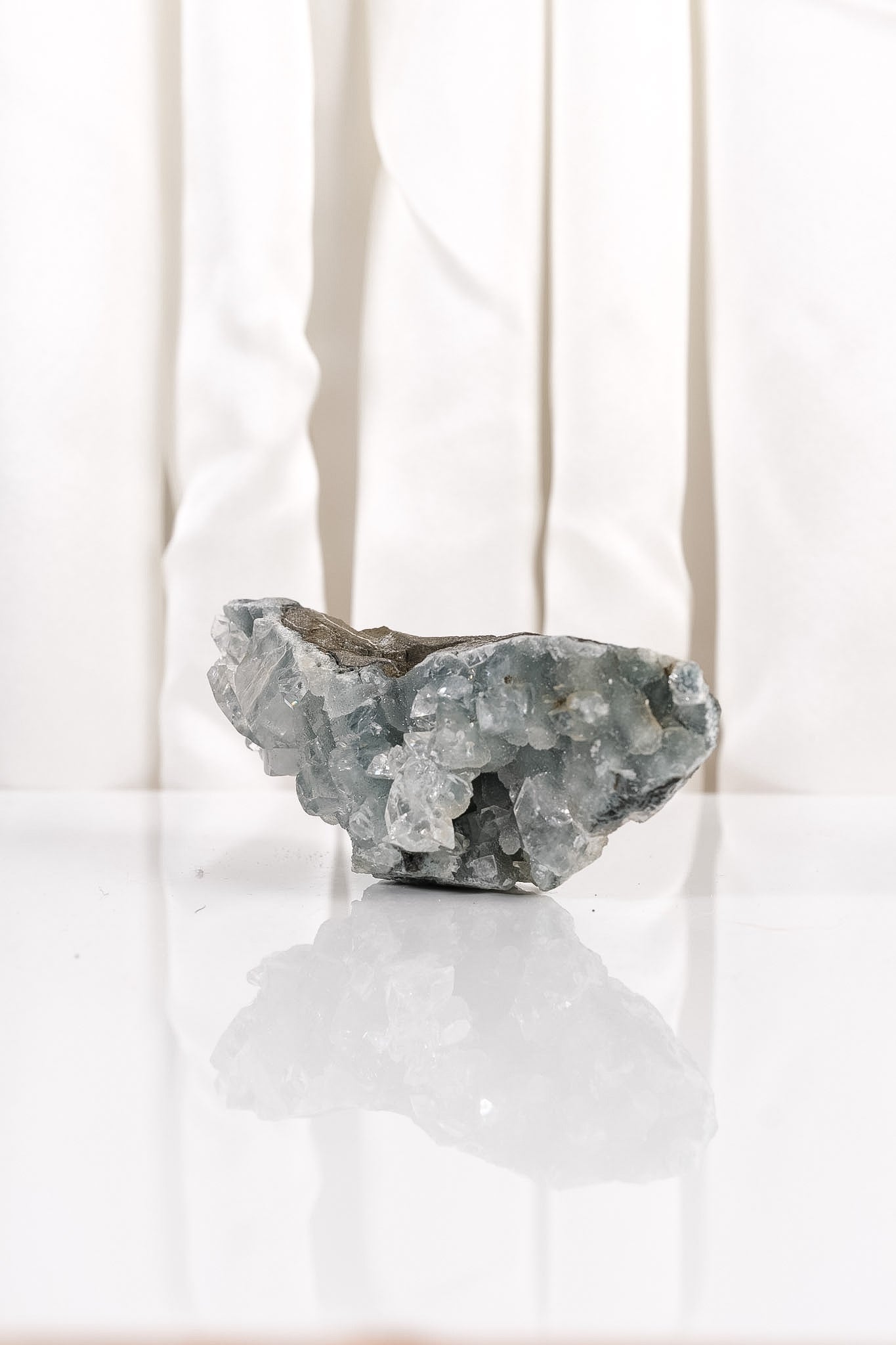 Apophyllite on Green Chalcedony