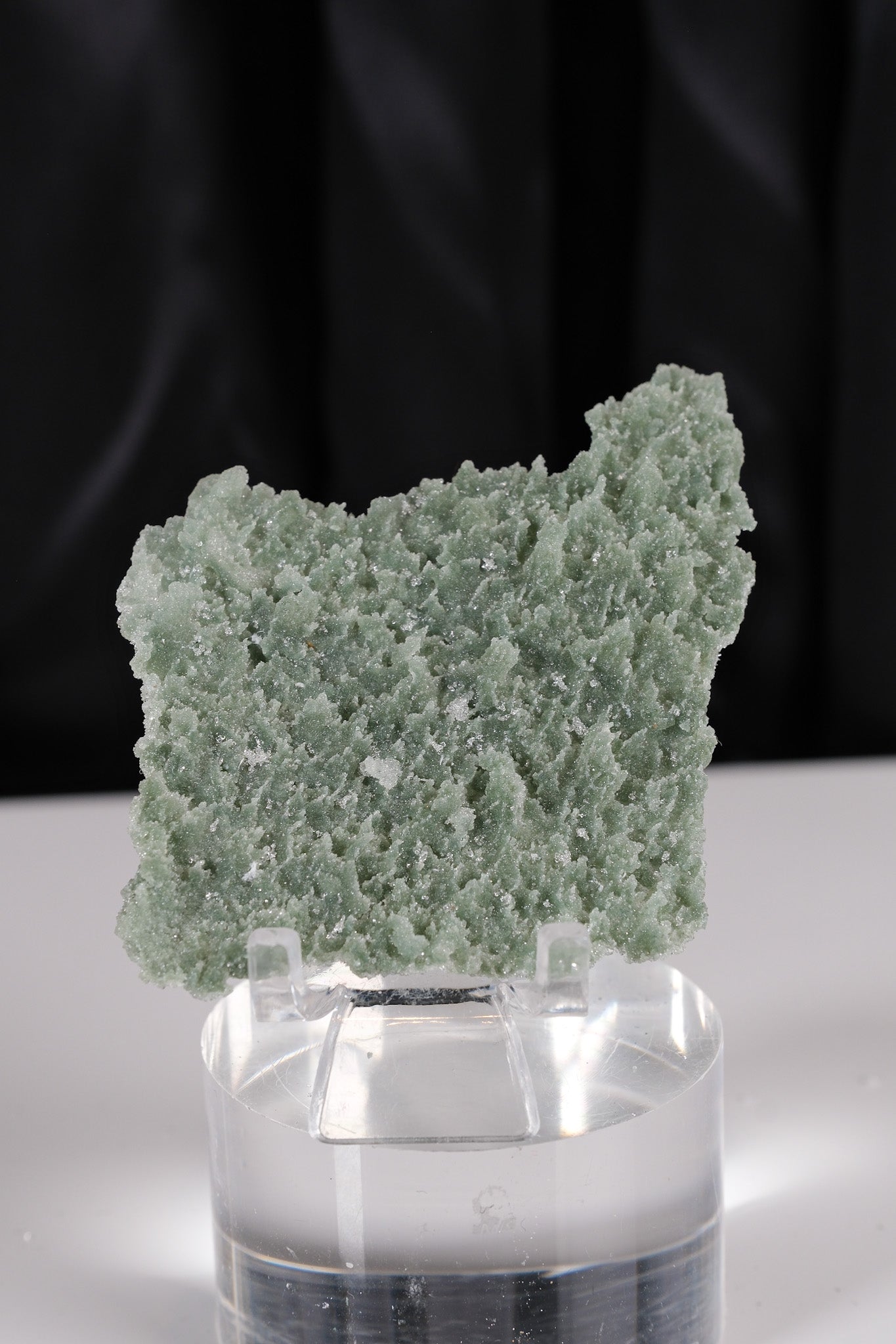 Snowy Green Apophyllite Super Thin Crust Slice