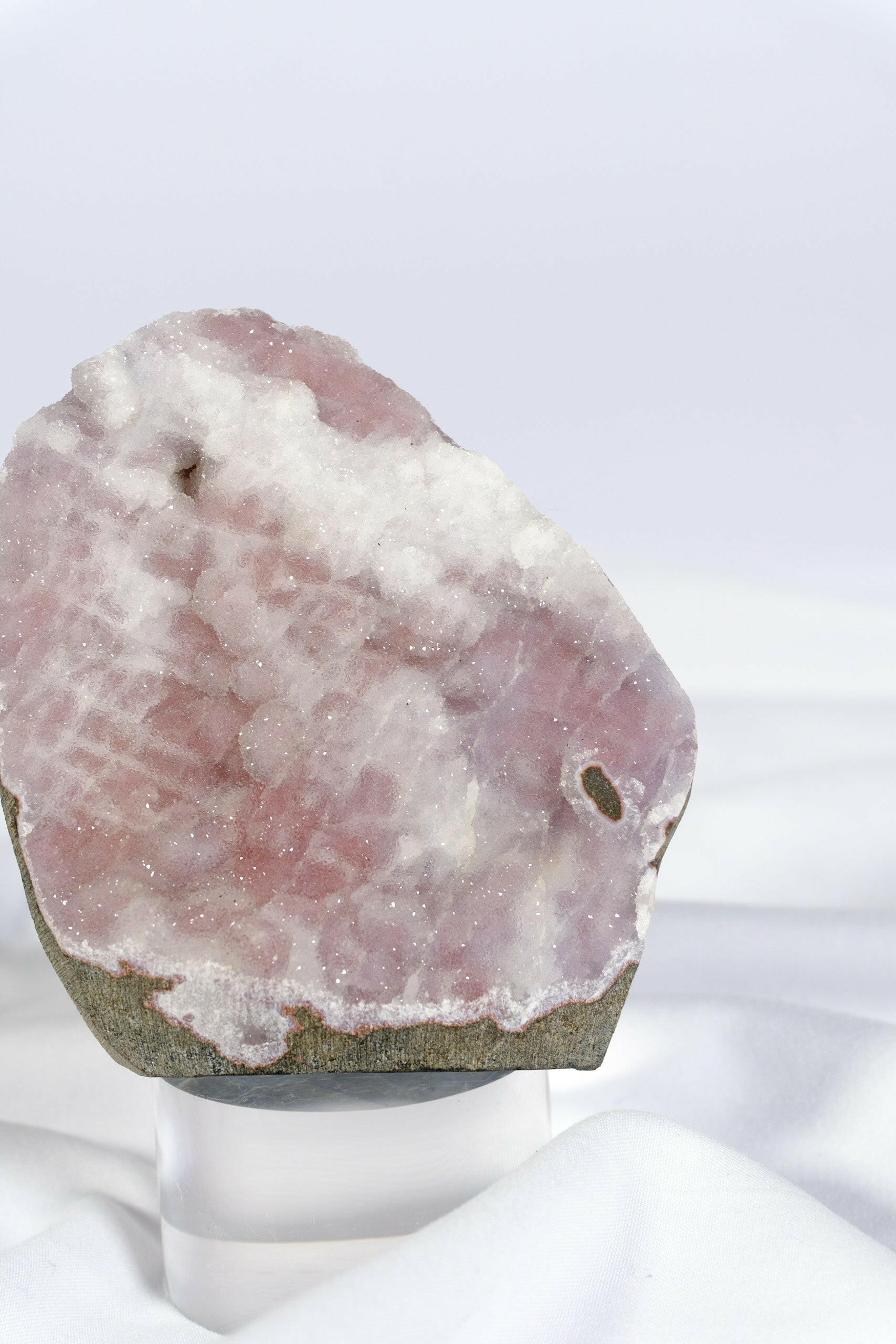 Pink / Purple Botryoidal Chalcedony Cutbase Healing Crystal.