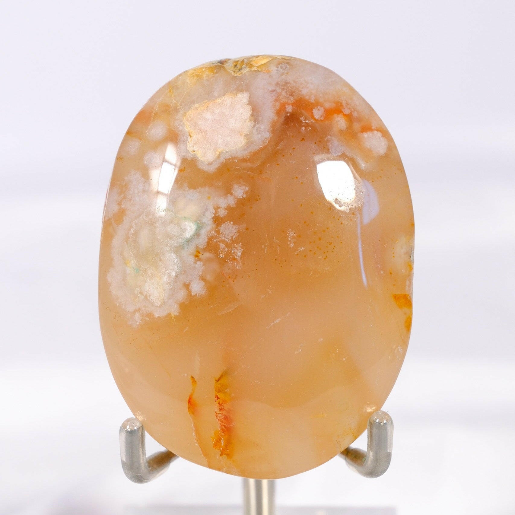 Flower Agate Palmstone Healing Crystal.