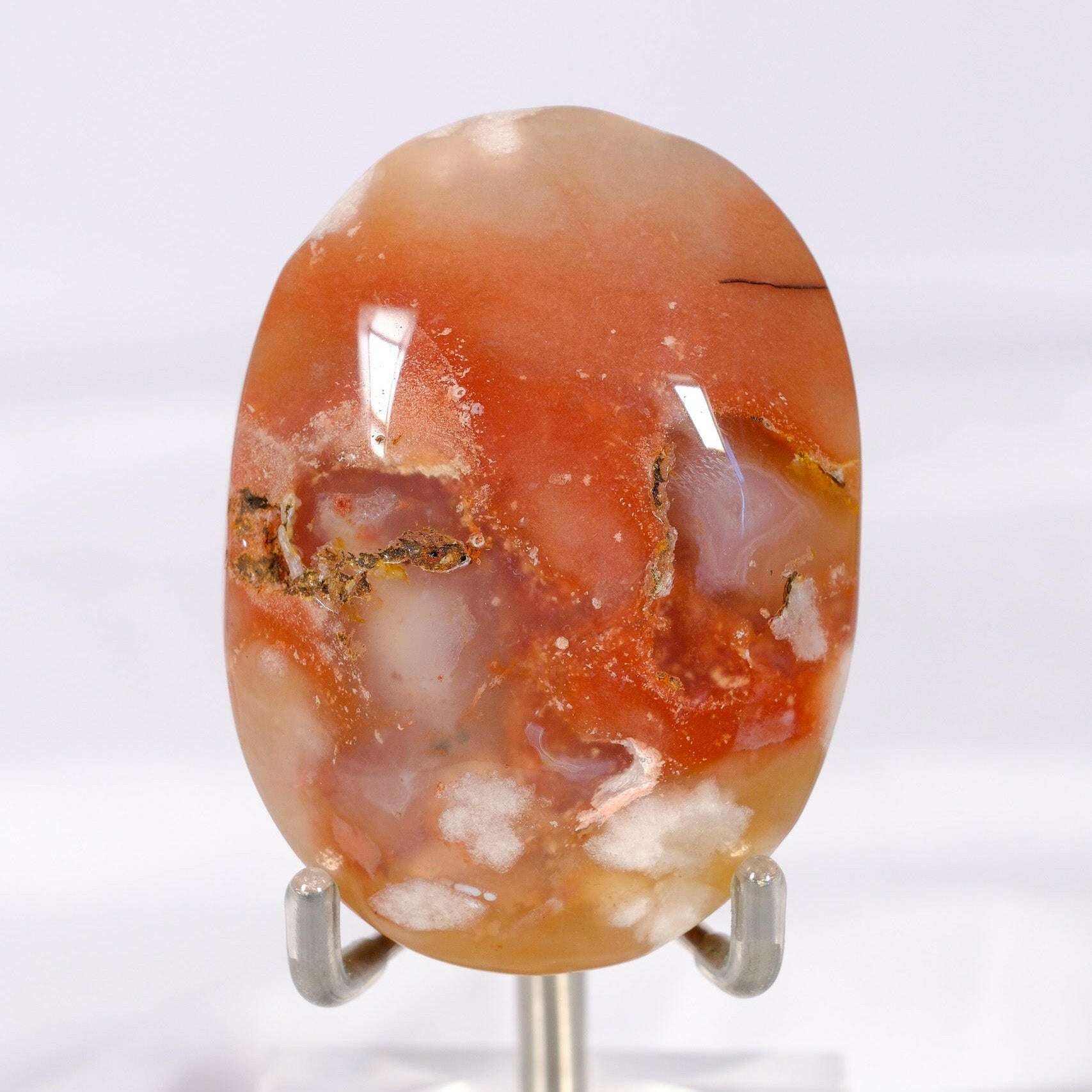 Flower Agate Palmstone Healing Crystal.