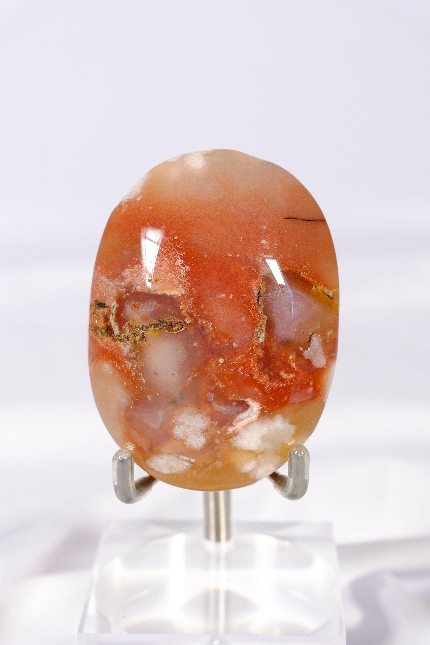 Flower Agate Palmstone Healing Crystal.