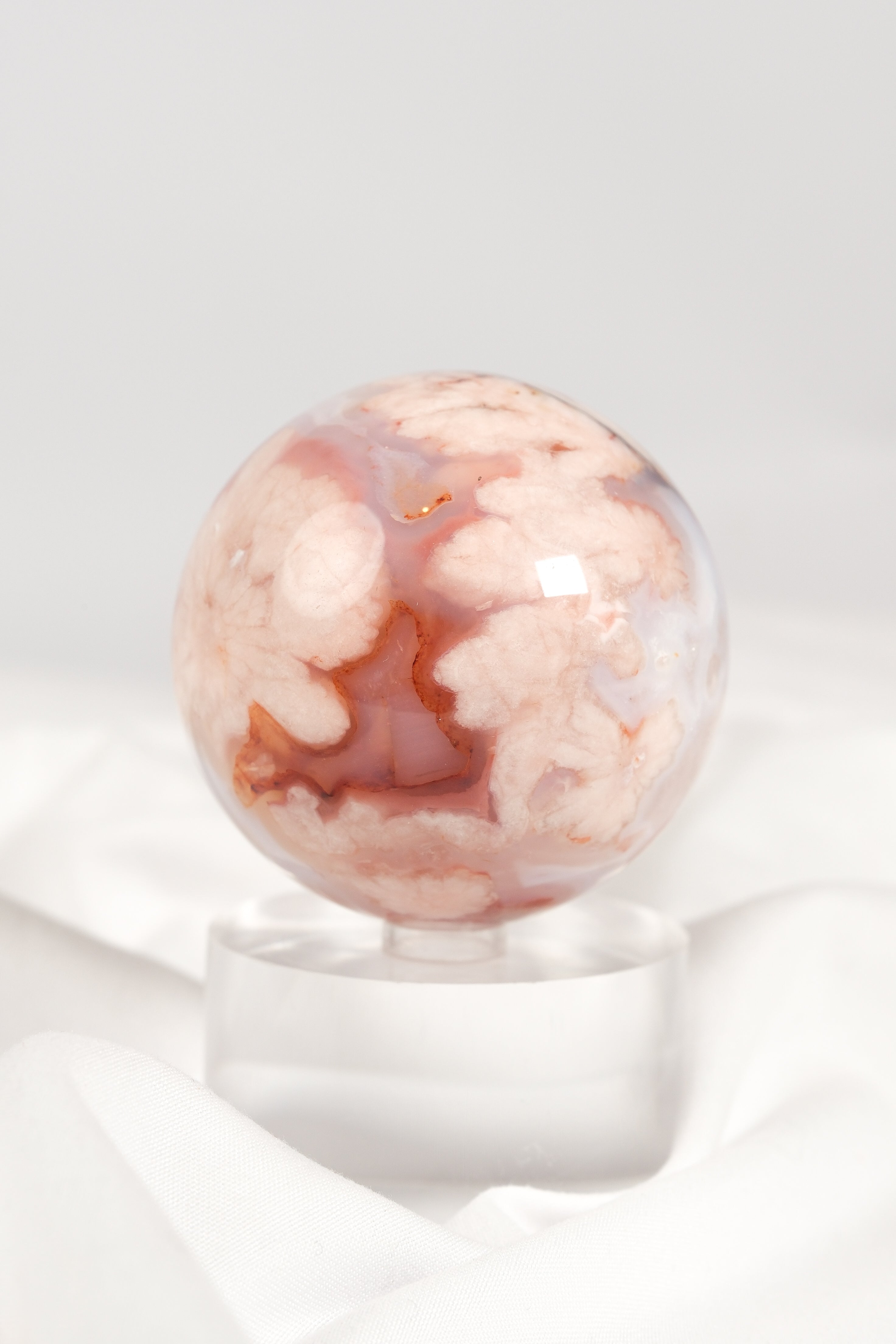 Flower Agate/Carnelian Sphere