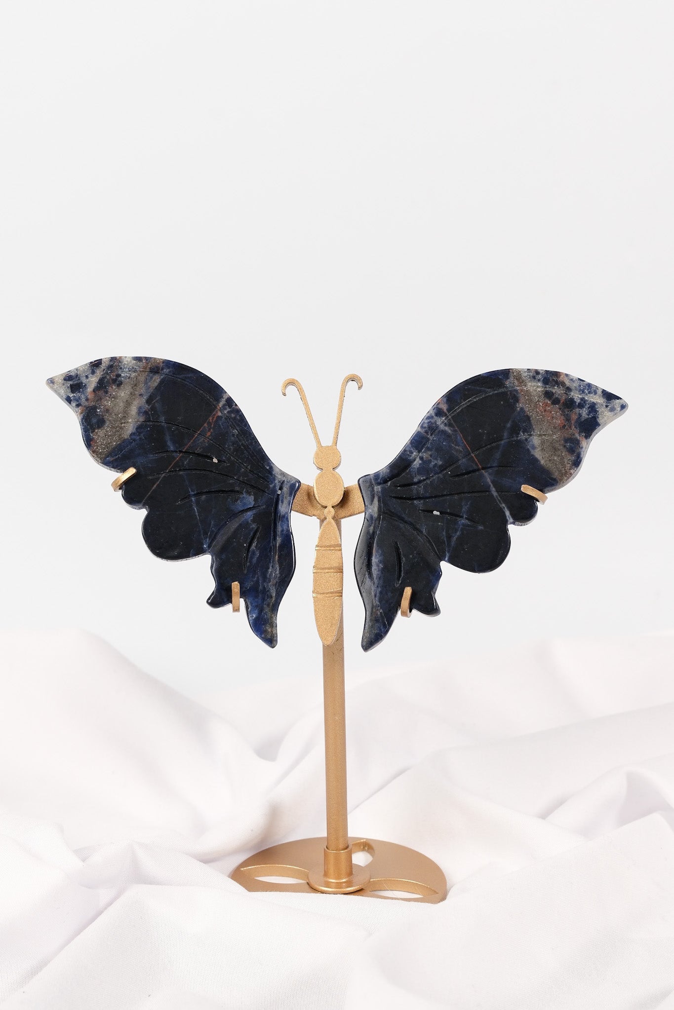 Sodalite Butterfly Wings on Gold Stand