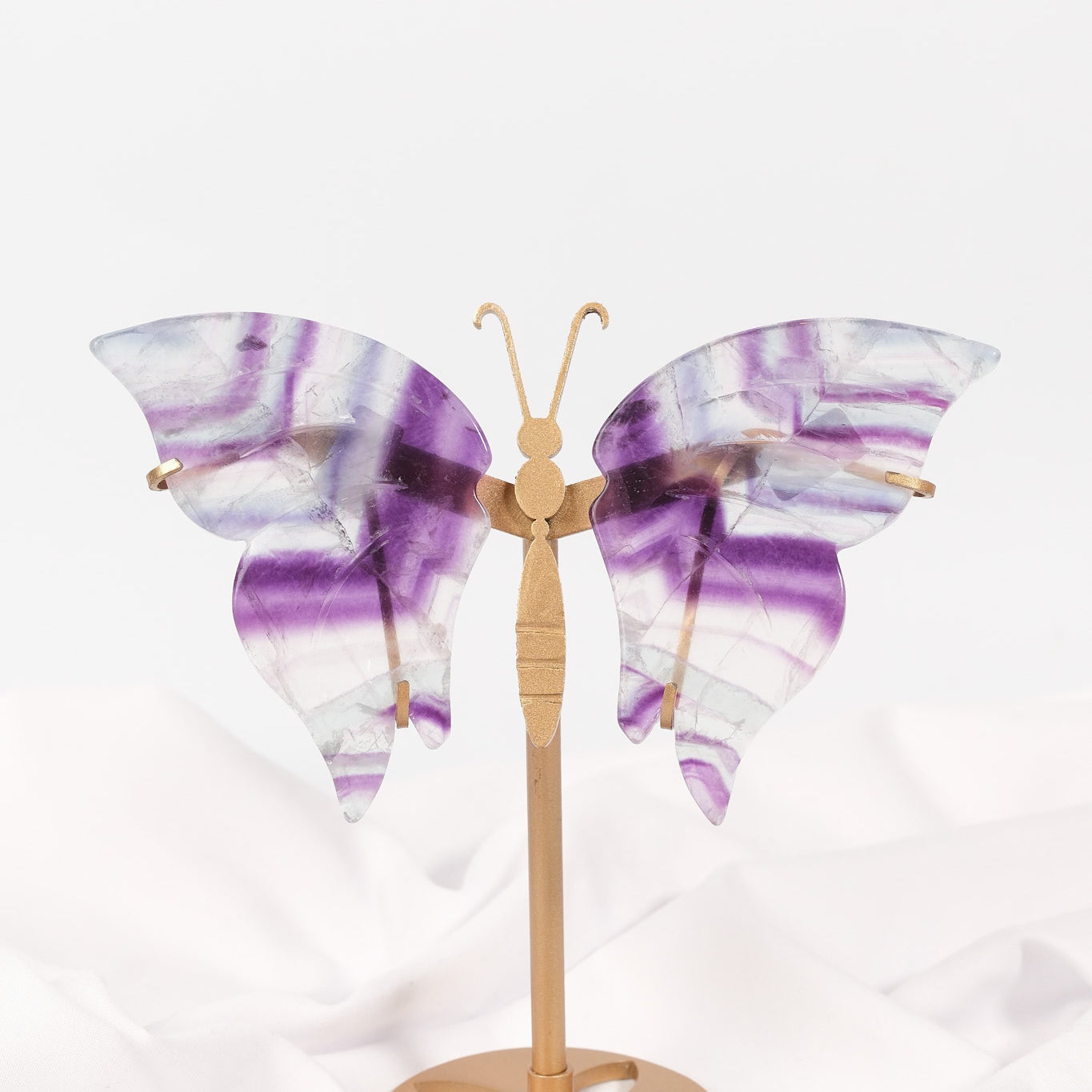 Fluorite Butterfly Wings on Gold Stand