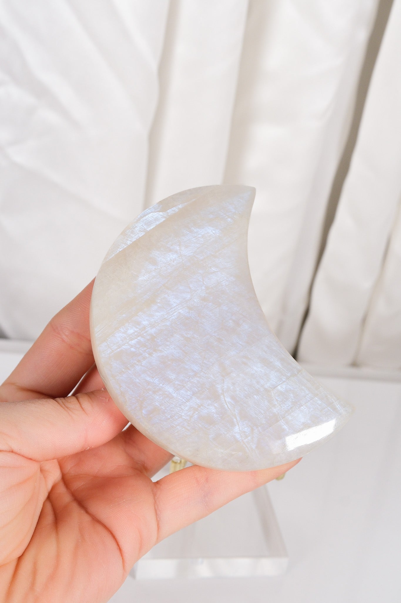 Moonstone Moon on Stand
