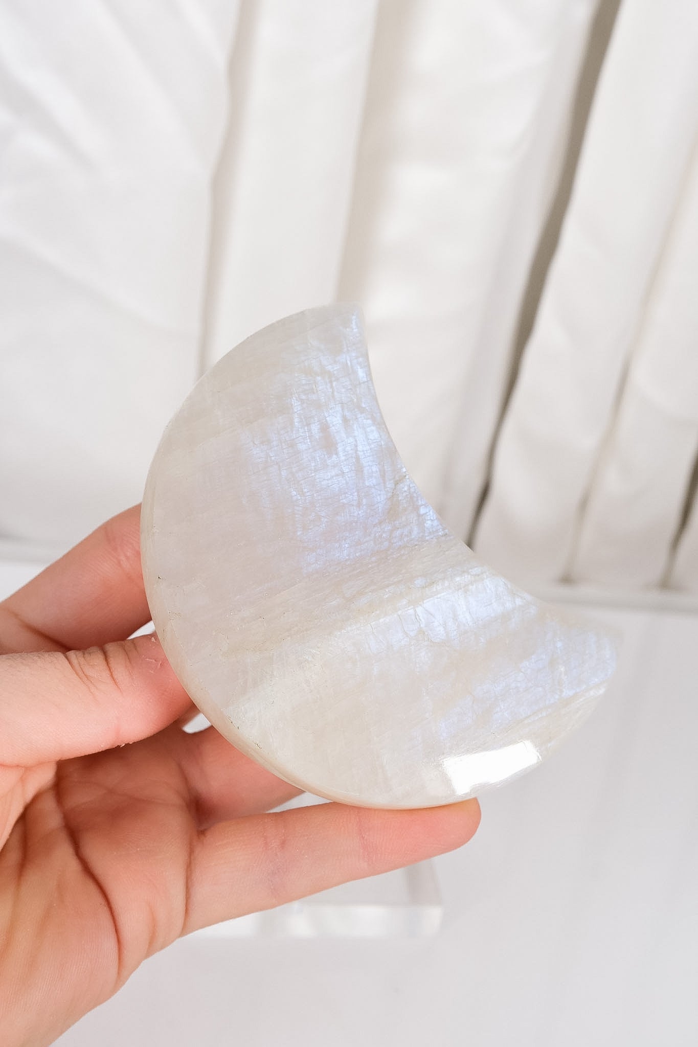 Moonstone Moon on Stand