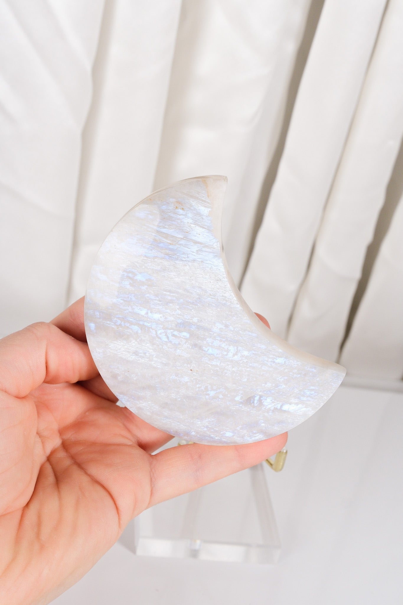 Moonstone Moon on Stand