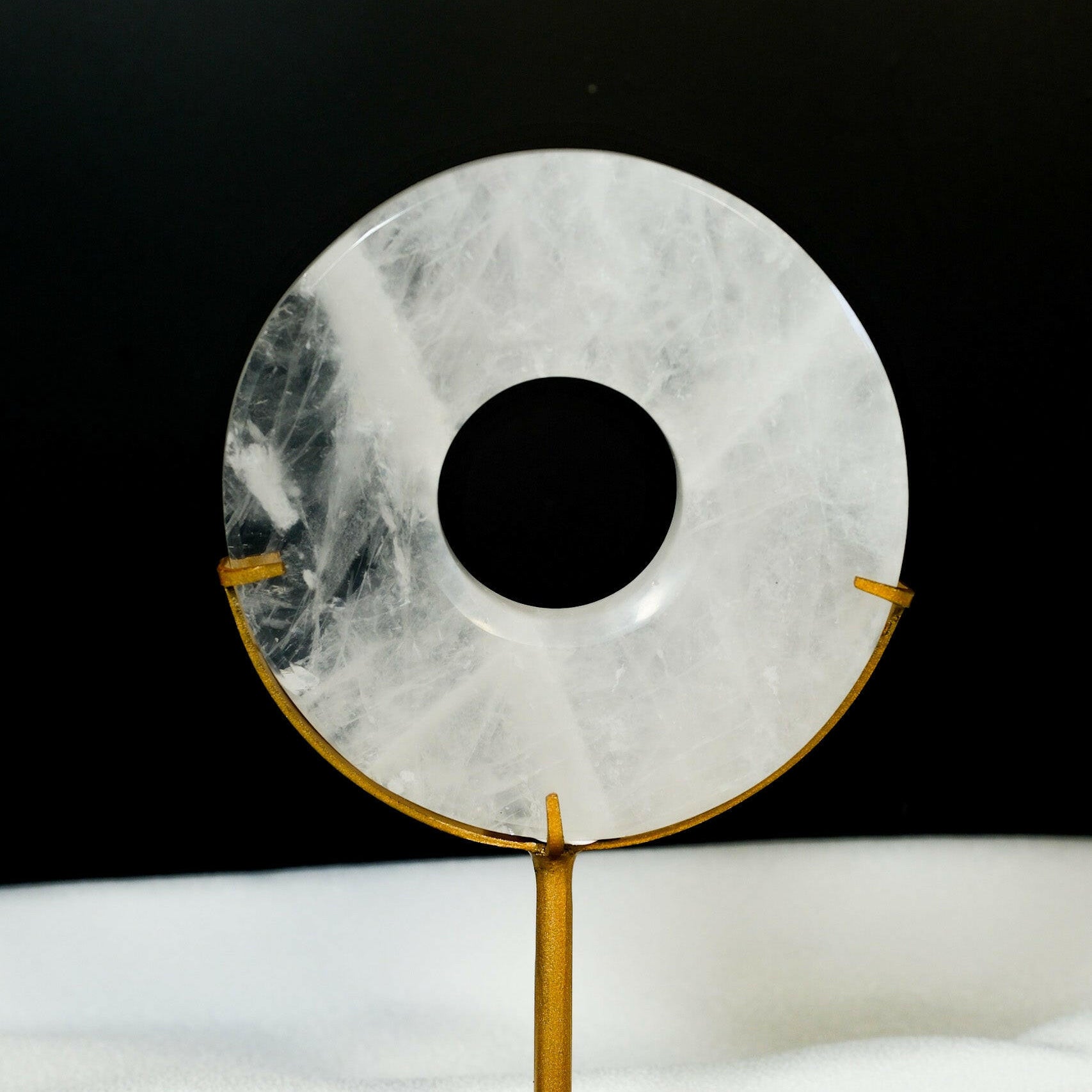 Clear Quartz Donut on Stand Healing Crystal.