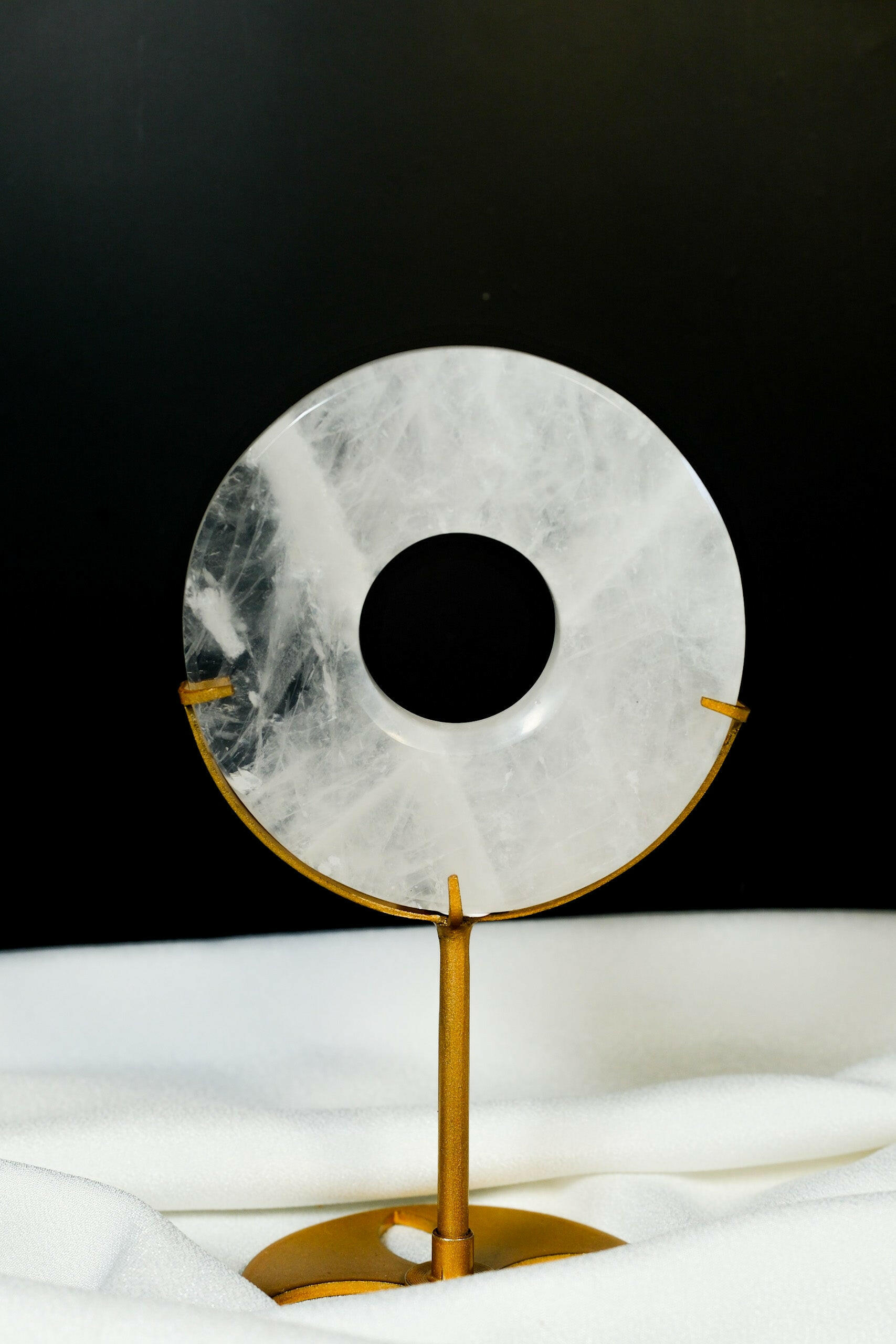 Clear Quartz Donut on Stand Healing Crystal.