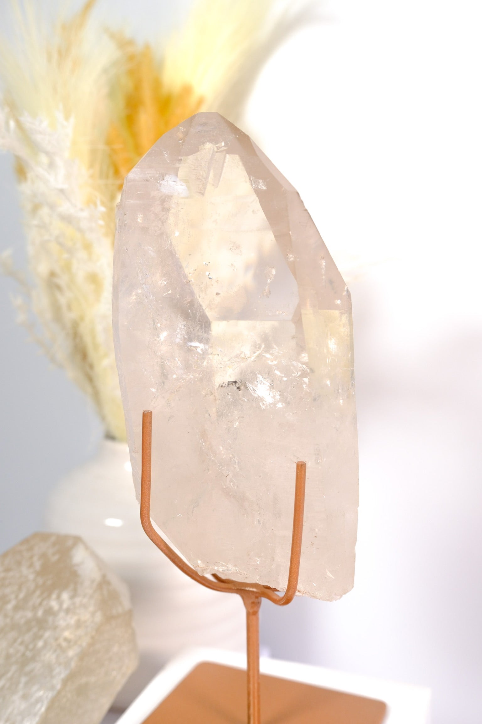 Lemurian Quartz Rough Polished on Stand