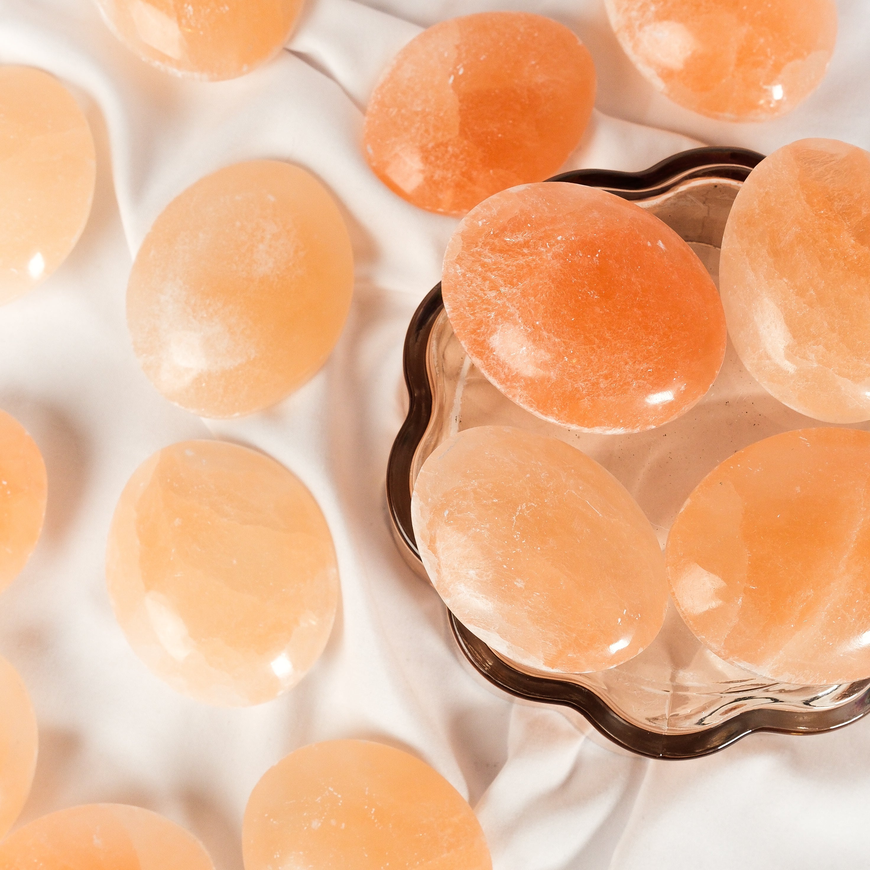 Peach Selenite Palmstone