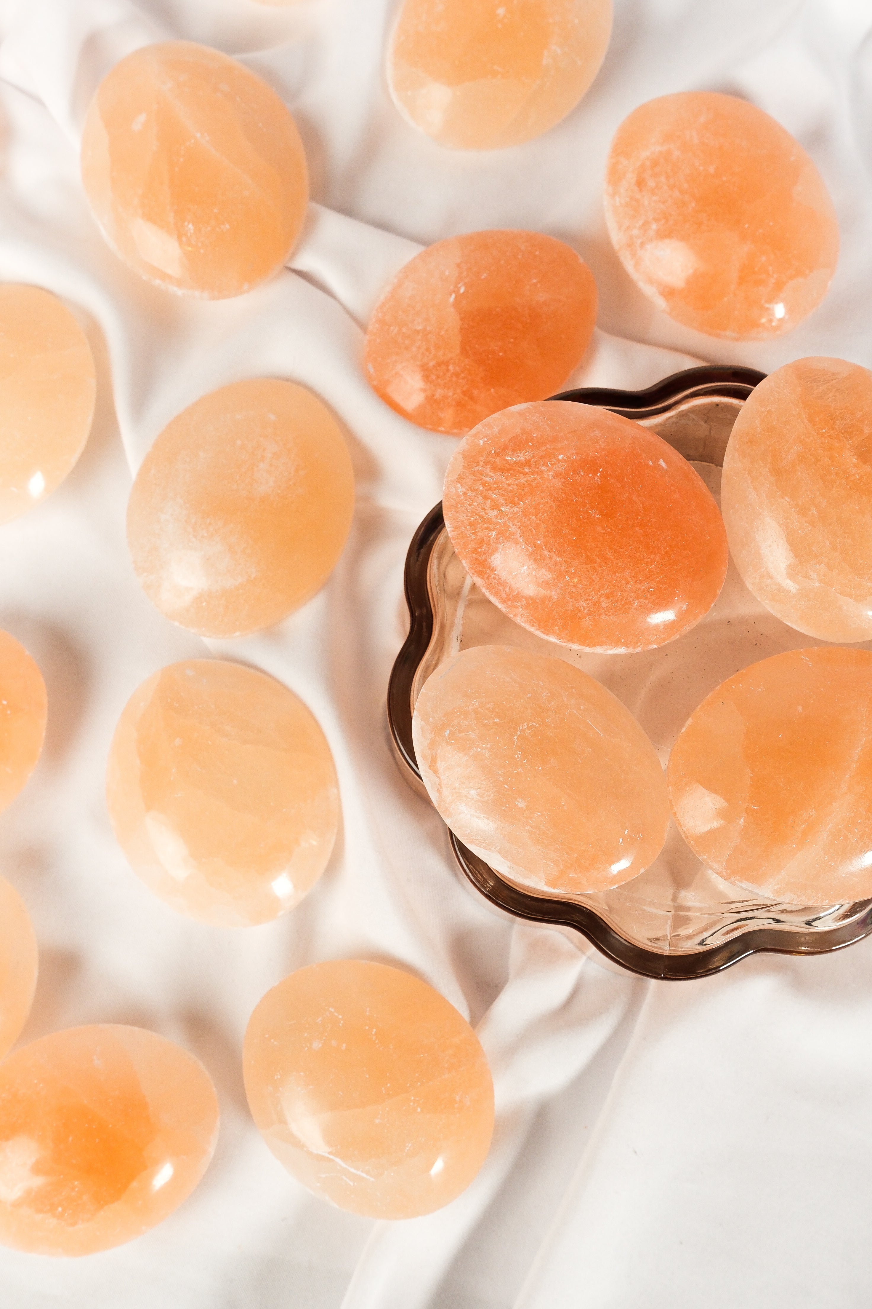 Peach Selenite Palmstone