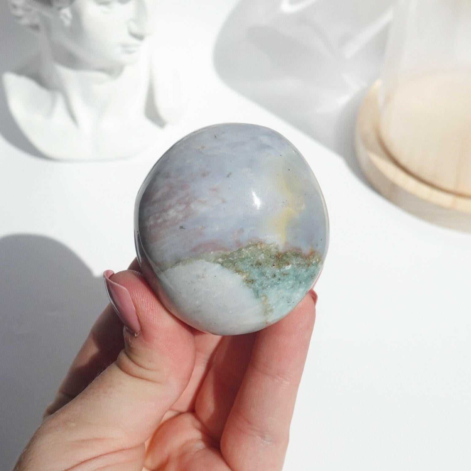 Ocean Jasper Palmstone Healing Crystal.