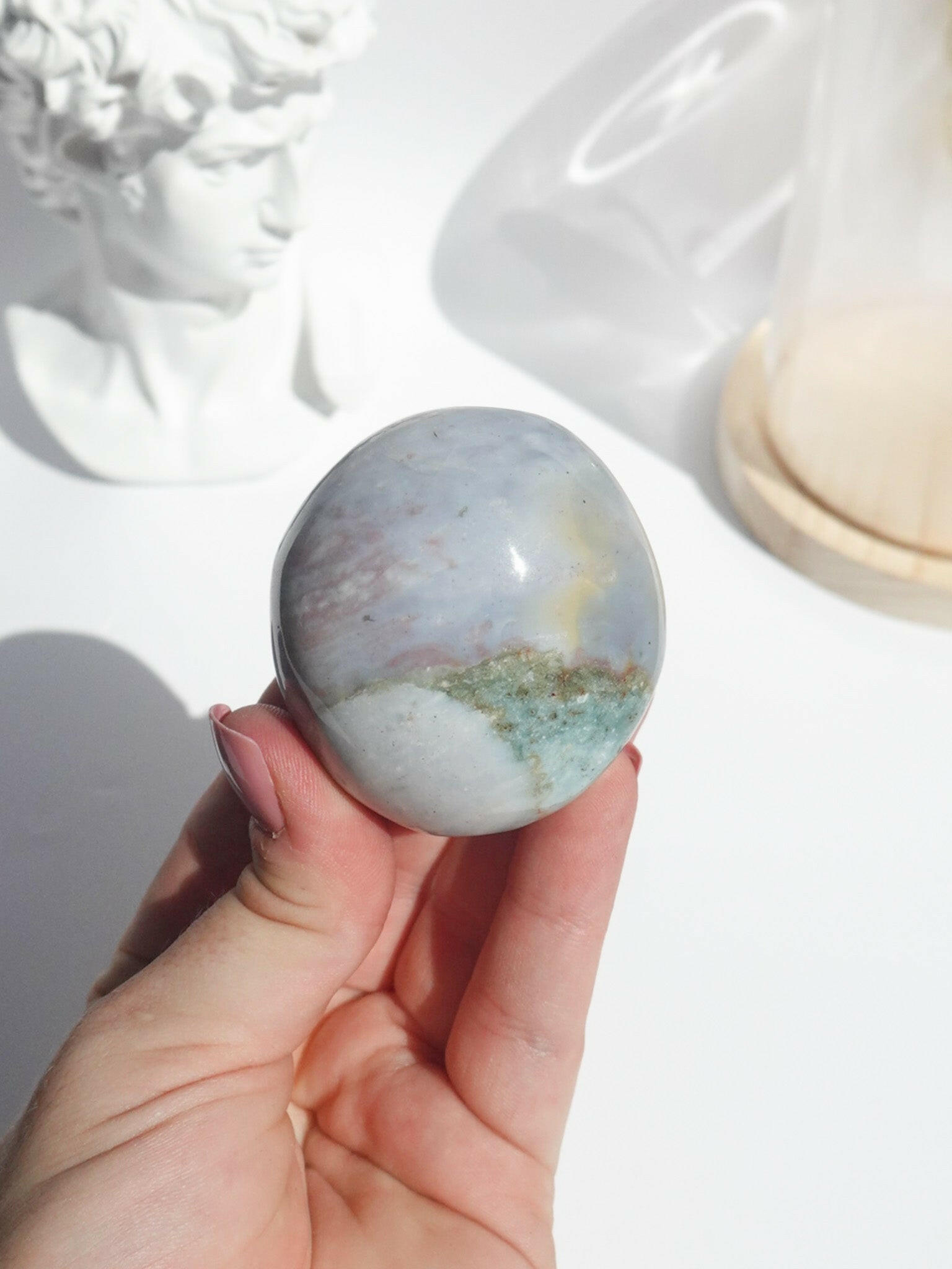 Ocean Jasper Palmstone Healing Crystal.