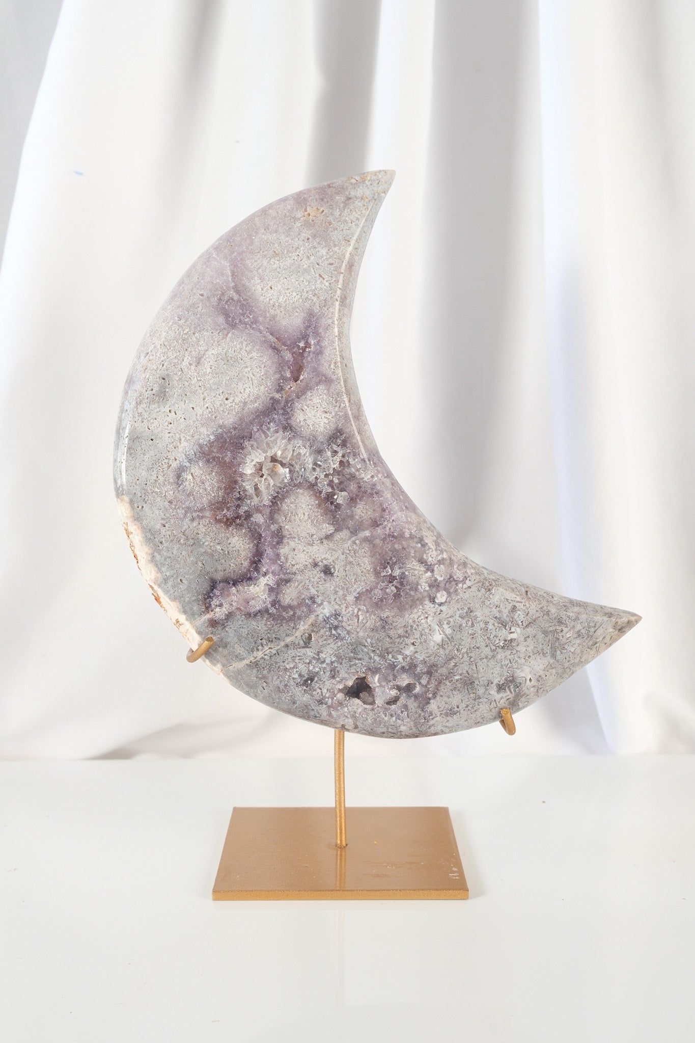 Pink Amethyst Moon on Stand