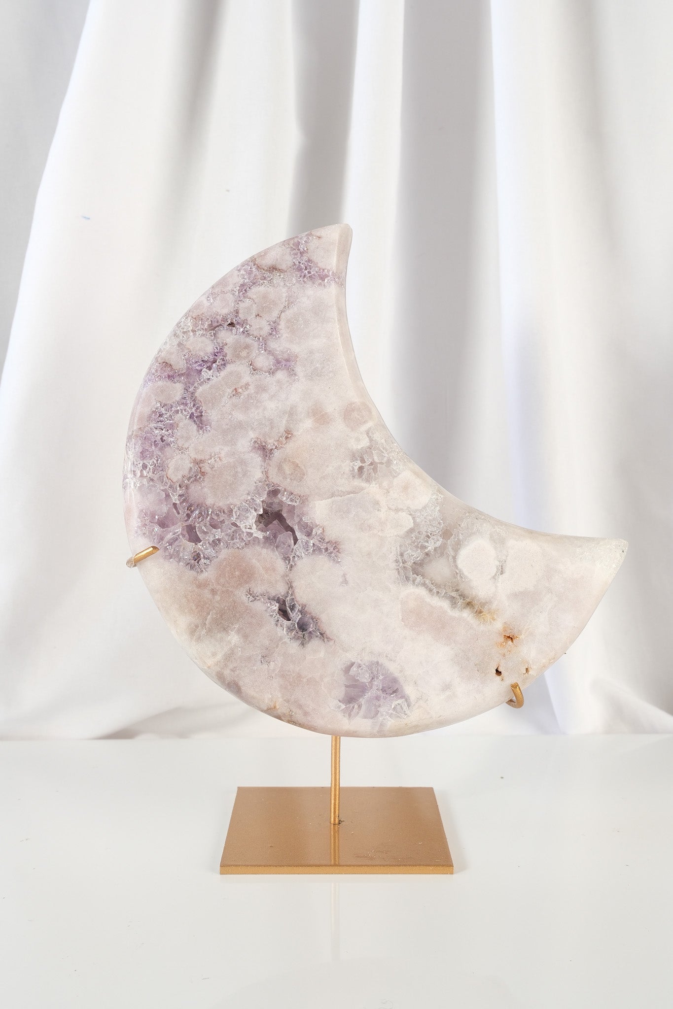 Pink Amethyst Moon on Stand