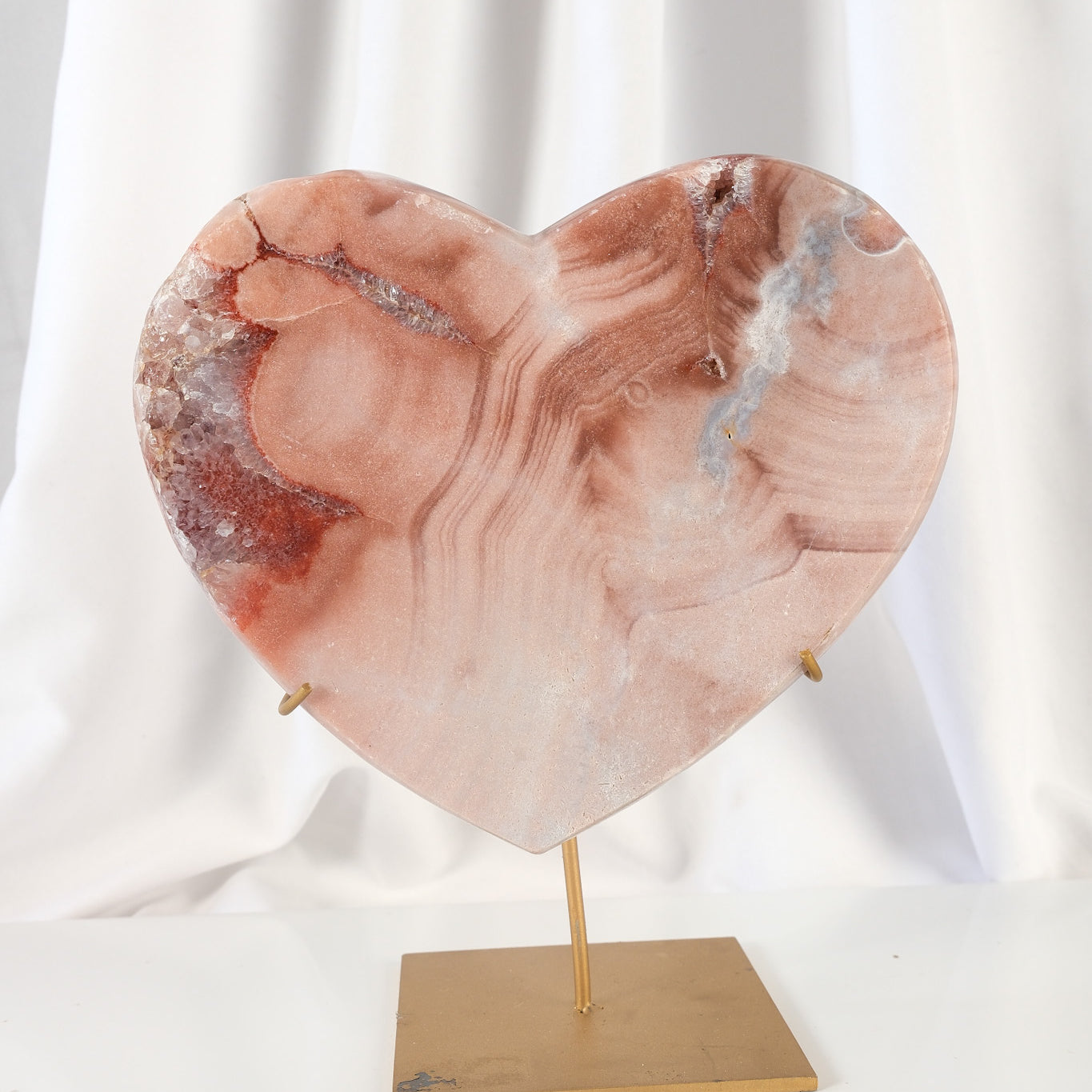 Pink Amethyst Heart on Stand