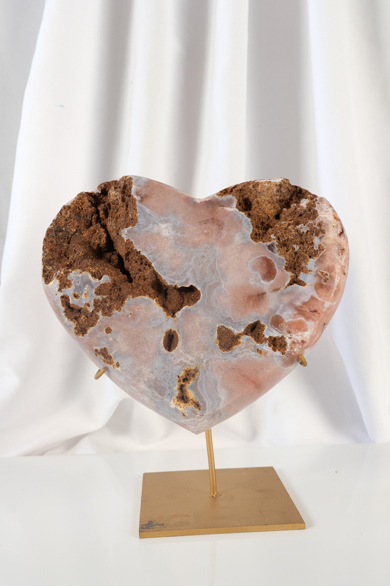 Pink Amethyst Heart on Stand