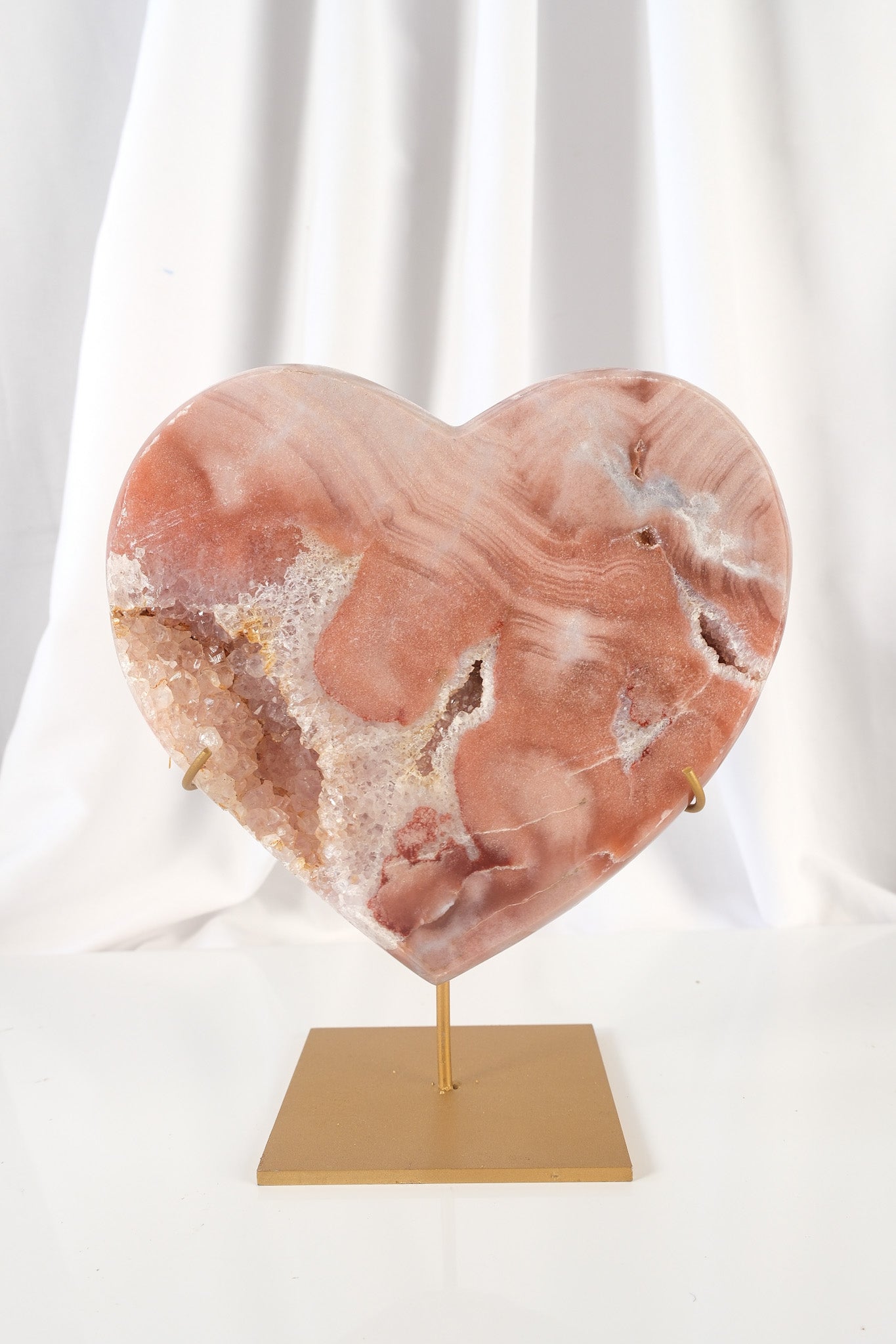 Pink Amethyst Heart on Stand