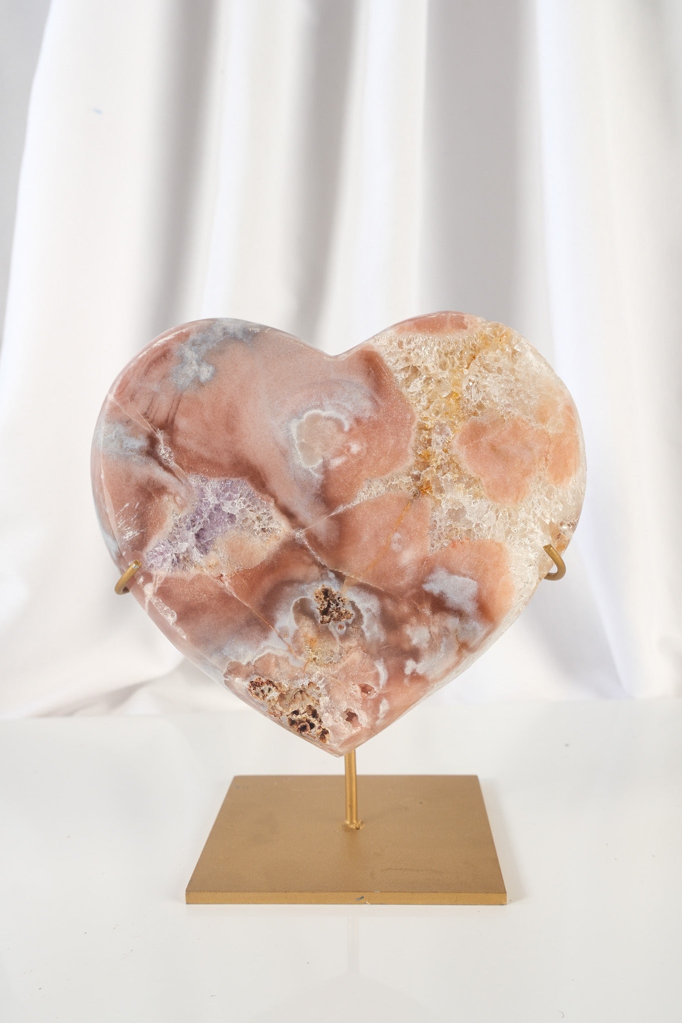 Pink Amethyst Heart on Stand