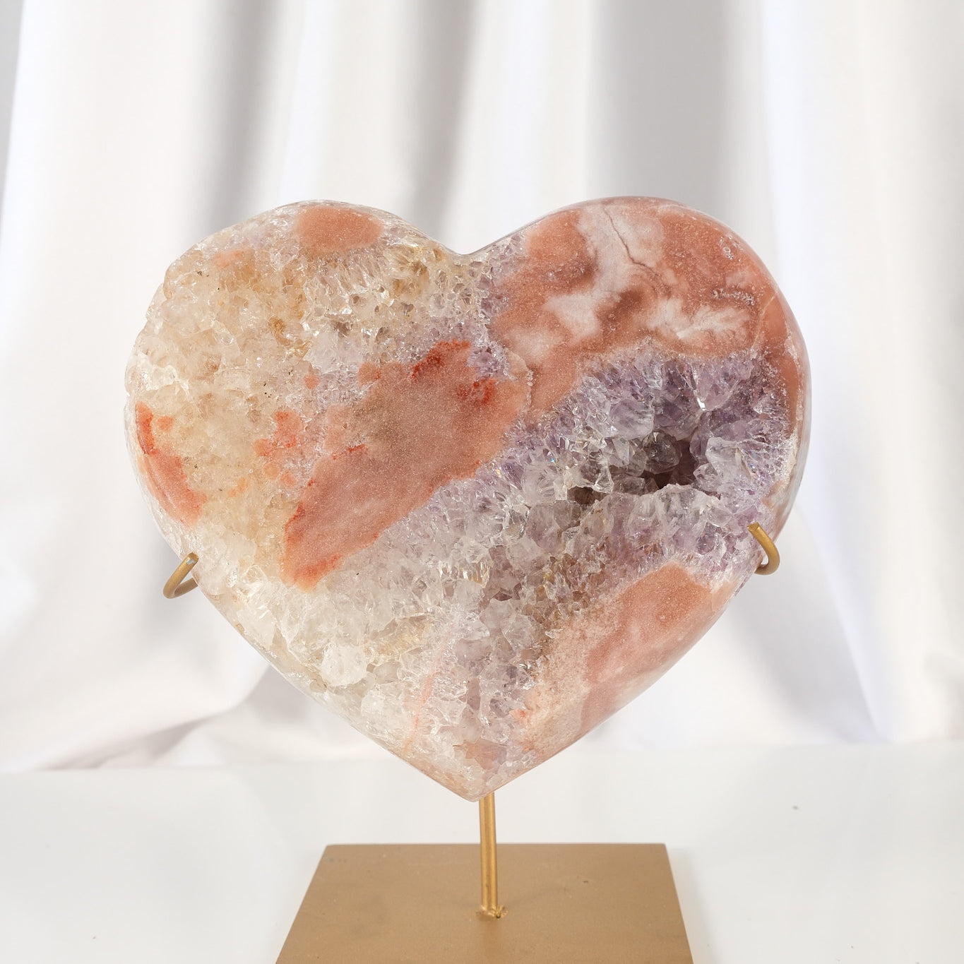 Pink Amethyst Heart on Stand