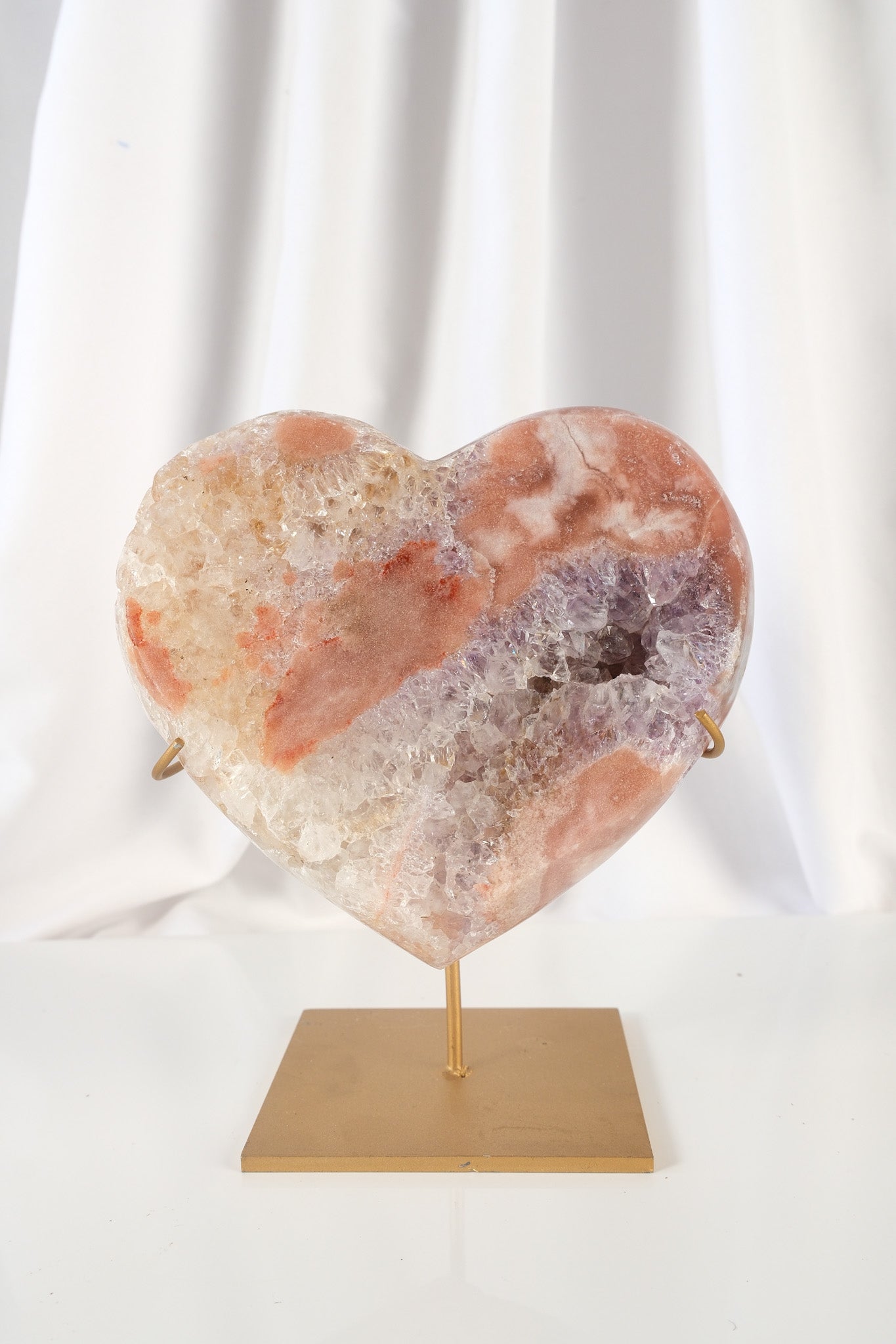 Pink Amethyst Heart on Stand