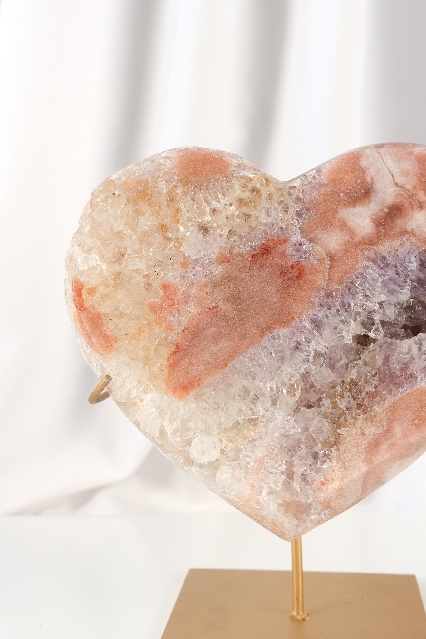 Pink Amethyst Heart on Stand