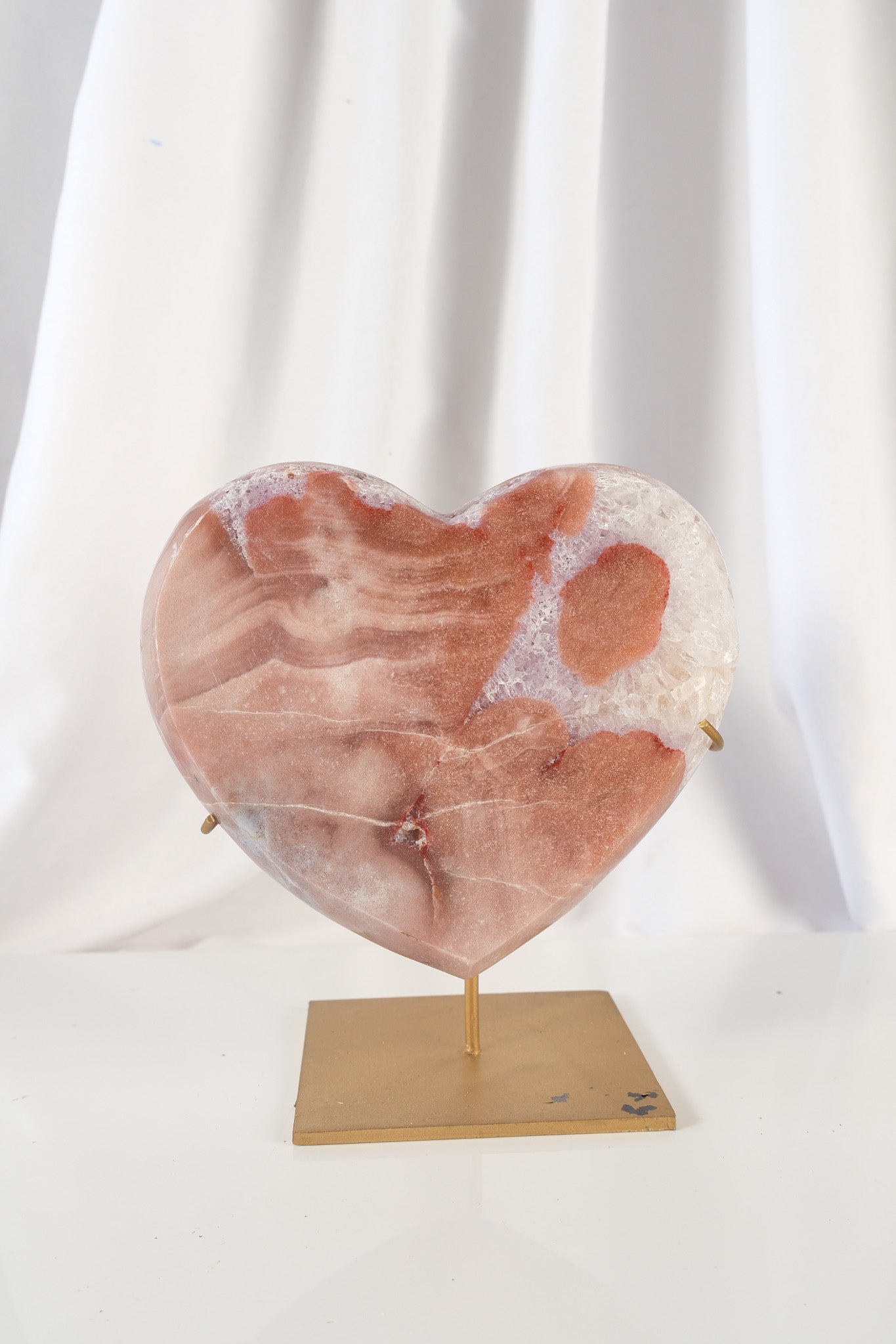 Pink Amethyst Heart on Stand
