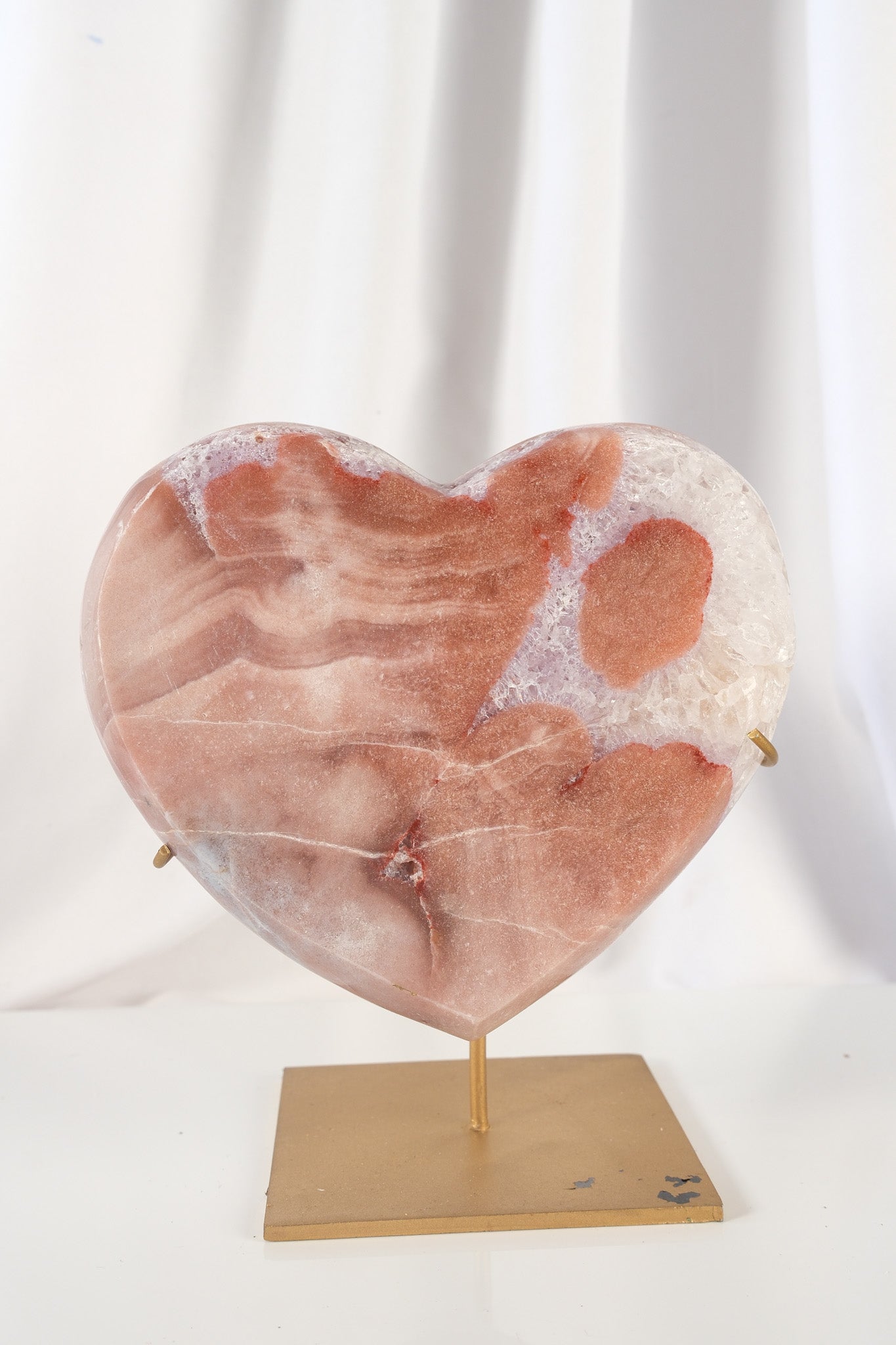 Pink Amethyst Heart on Stand