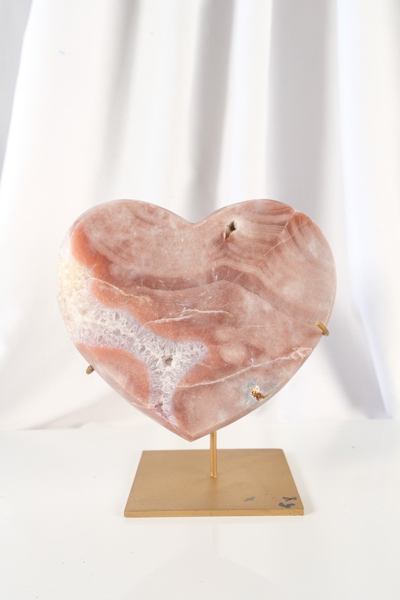 Pink Amethyst Heart on Stand