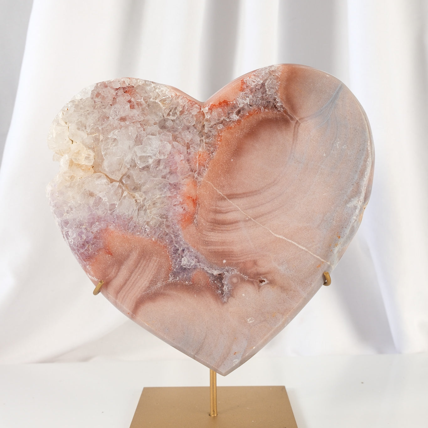 Pink Amethyst Heart on Stand