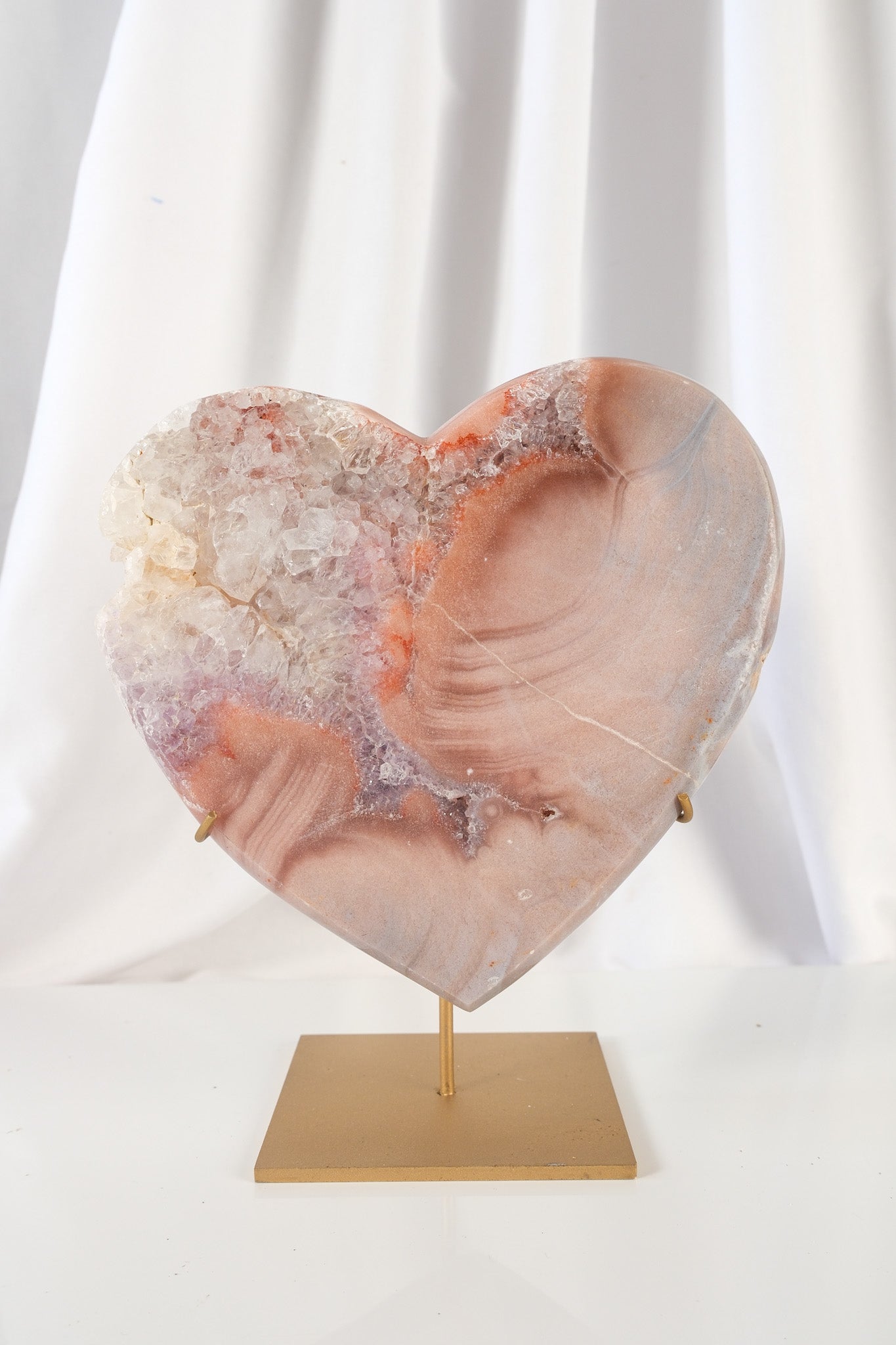 Pink Amethyst Heart on Stand