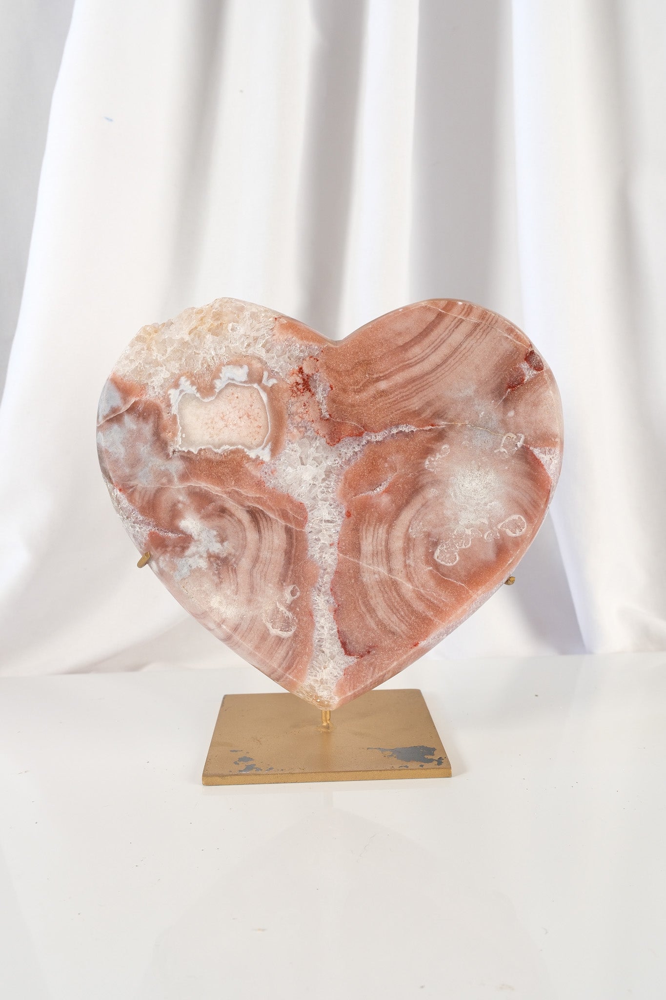 Pink Amethyst Heart on Stand