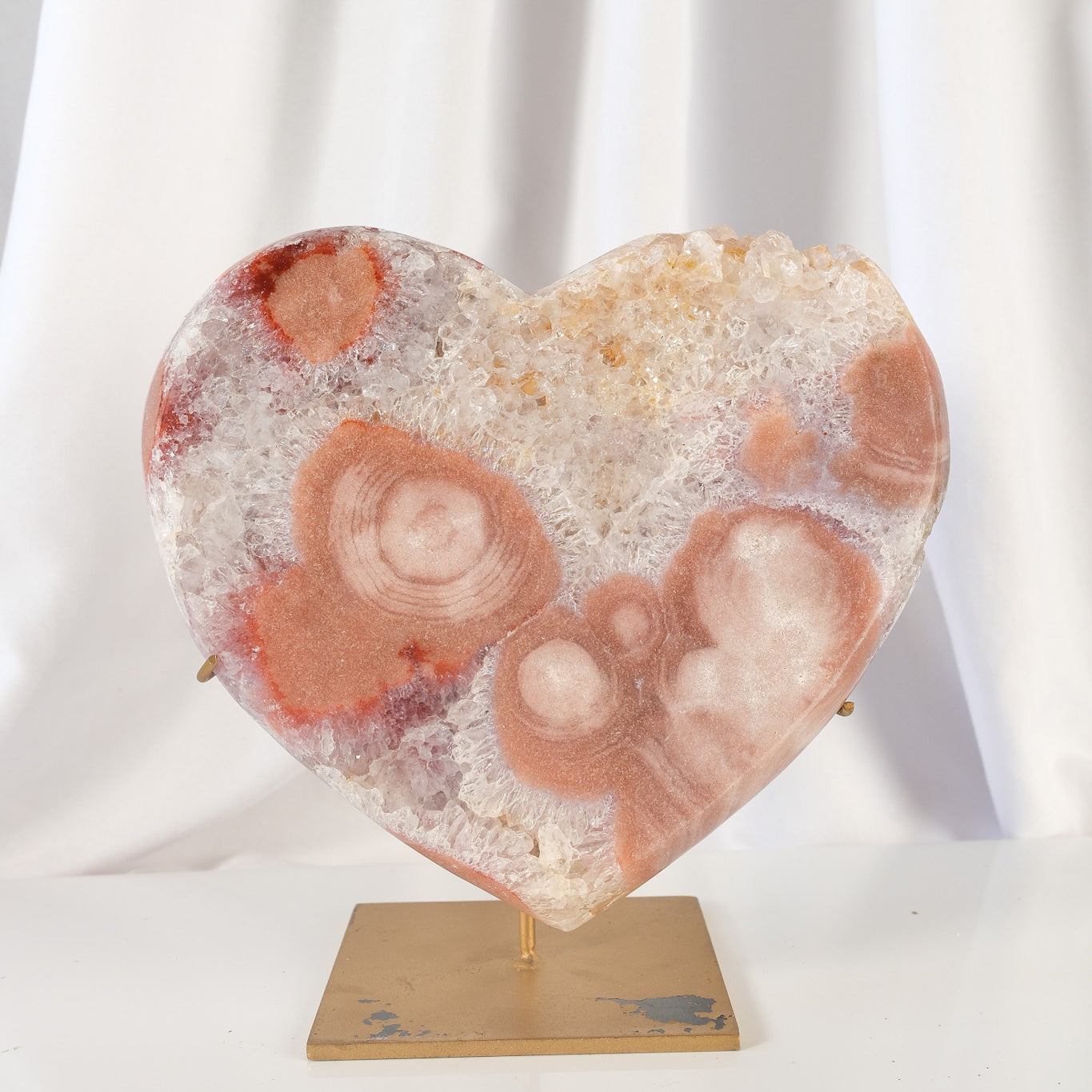 Pink Amethyst Heart on Stand