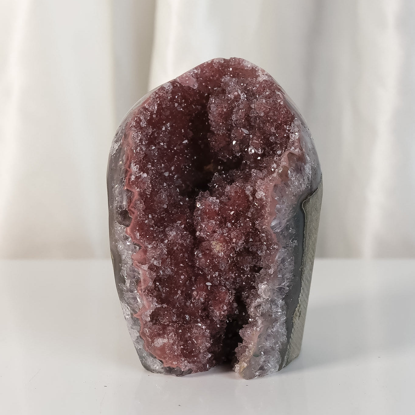 High Quality Burgundy/Pink Sugar Coated Amethyst Cutbase Cluster