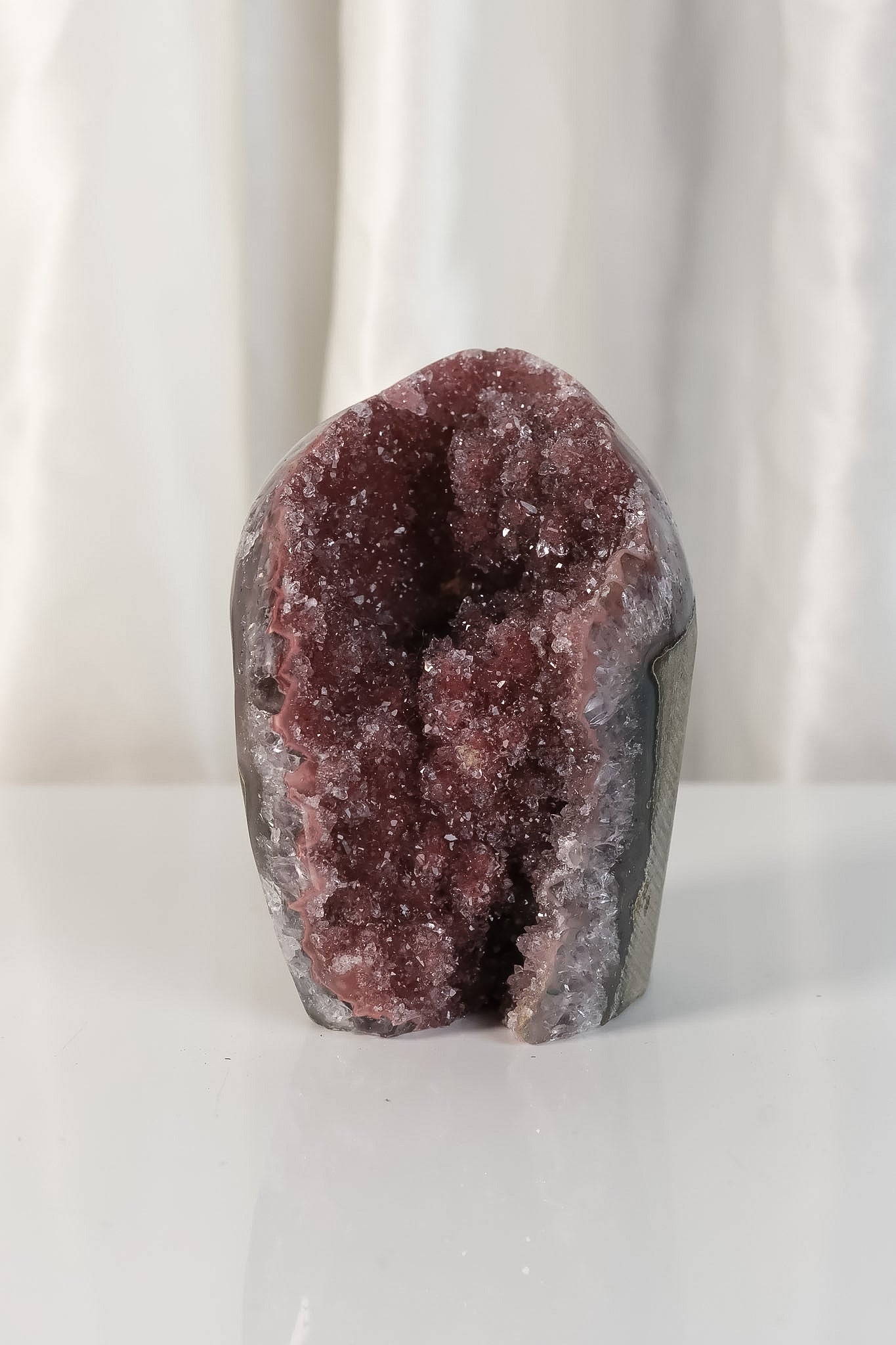 High Quality Burgundy/Pink Sugar Coated Amethyst Cutbase Cluster