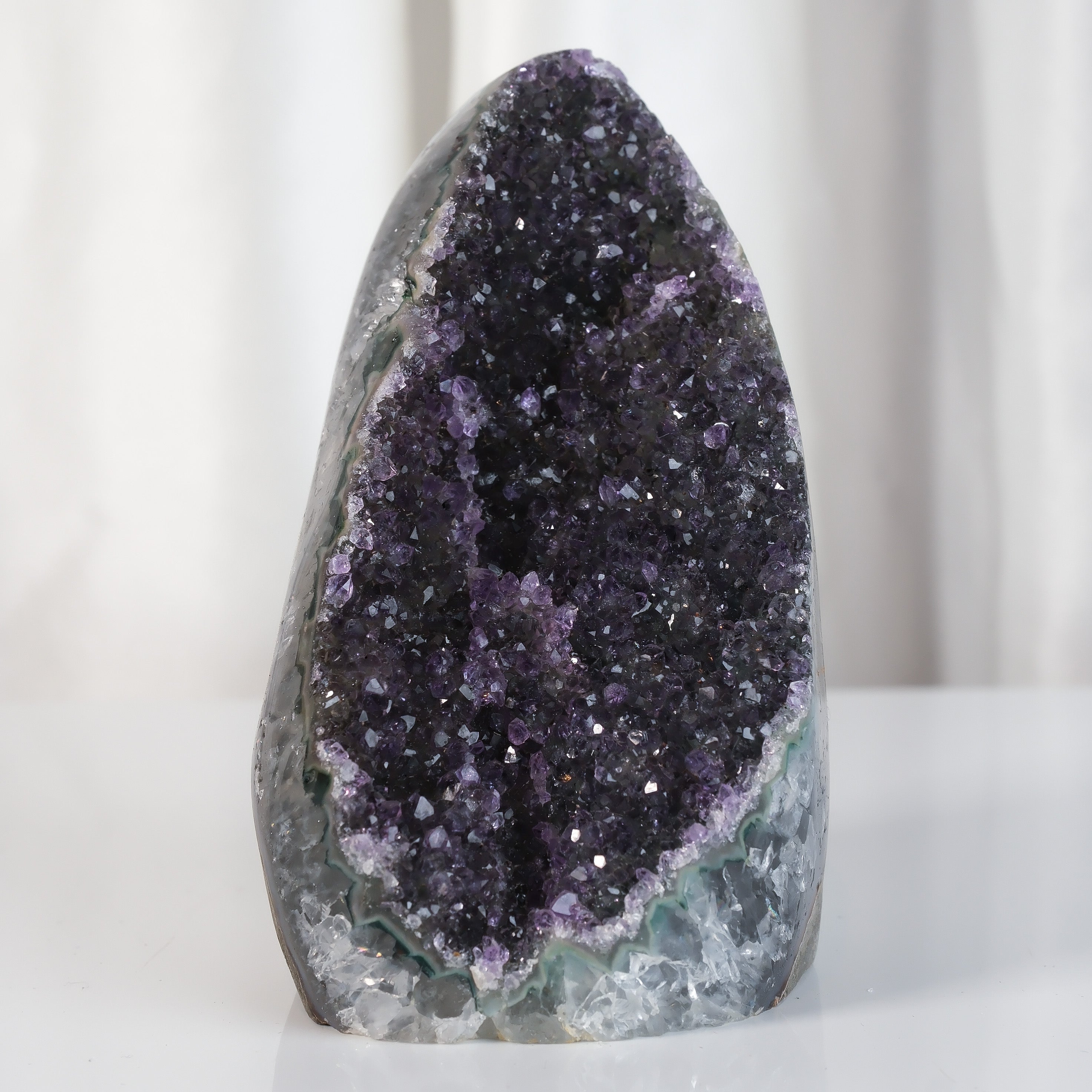 High Quality Purple/Green Sugar Coated Amethyst Cutbase Cluster