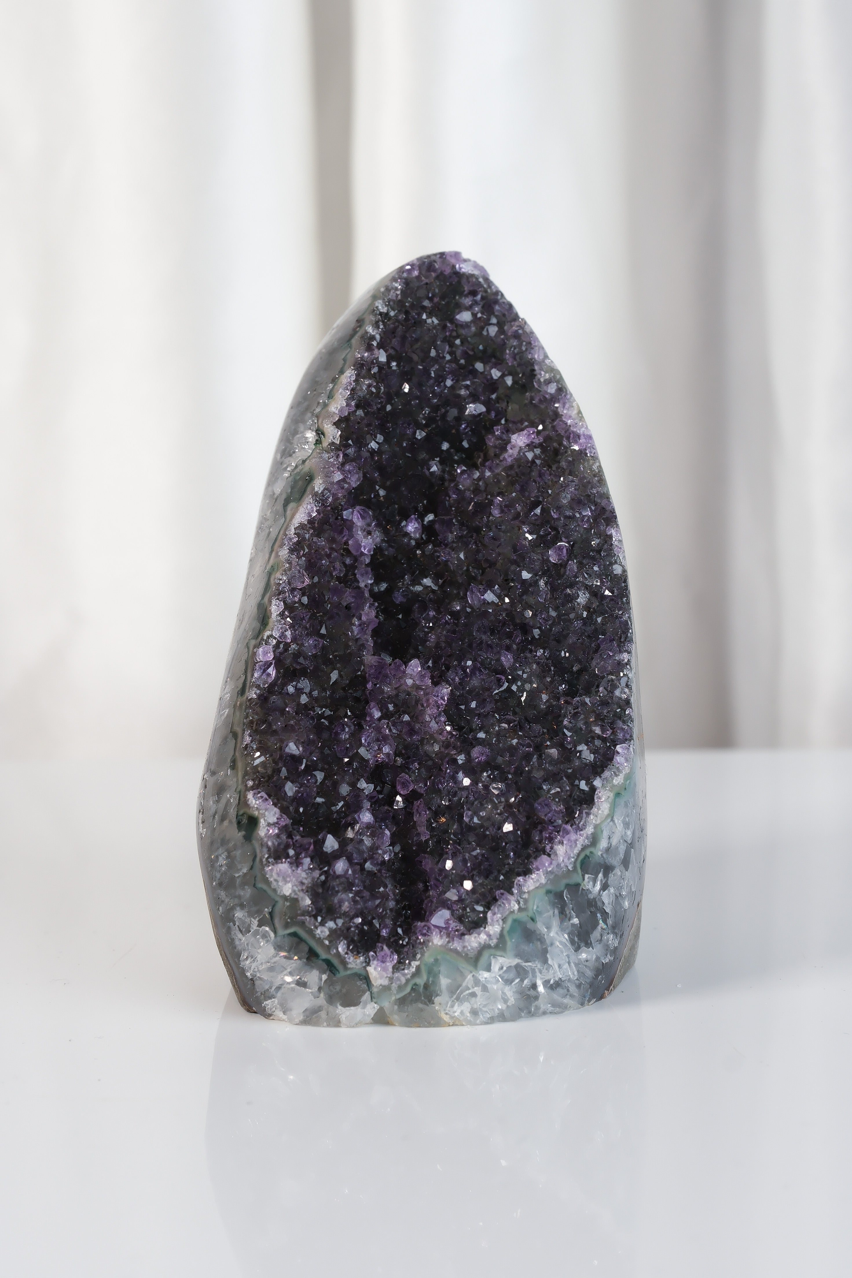 High Quality Purple/Green Sugar Coated Amethyst Cutbase Cluster