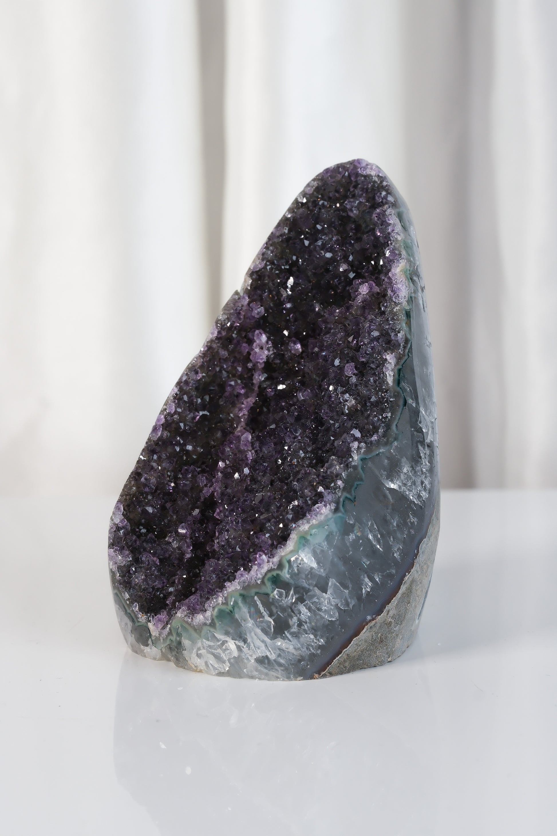 High Quality Purple/Green Sugar Coated Amethyst Cutbase Cluster